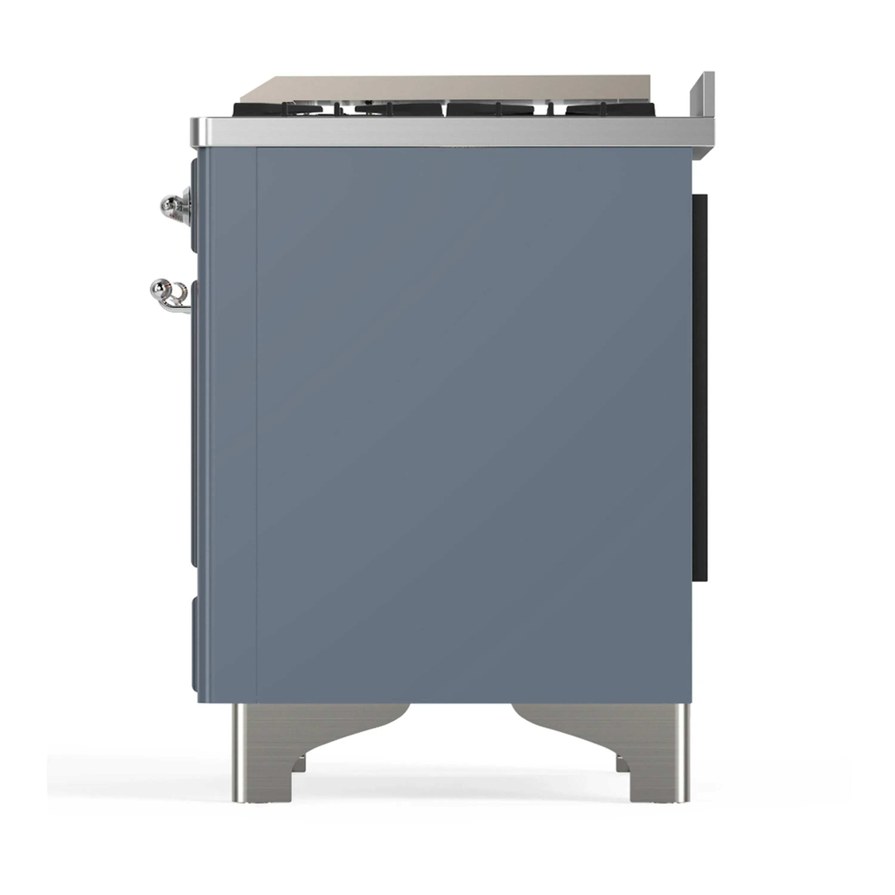 ILVE Majestic III 60-inch Dual Fuel Range with 7 Natural Gas Burner, Griddle, French Top and Triple Glass Door Electric Oven in Blue Grey with Chrome Trim (UM60FSNR3BGC) - Image 9