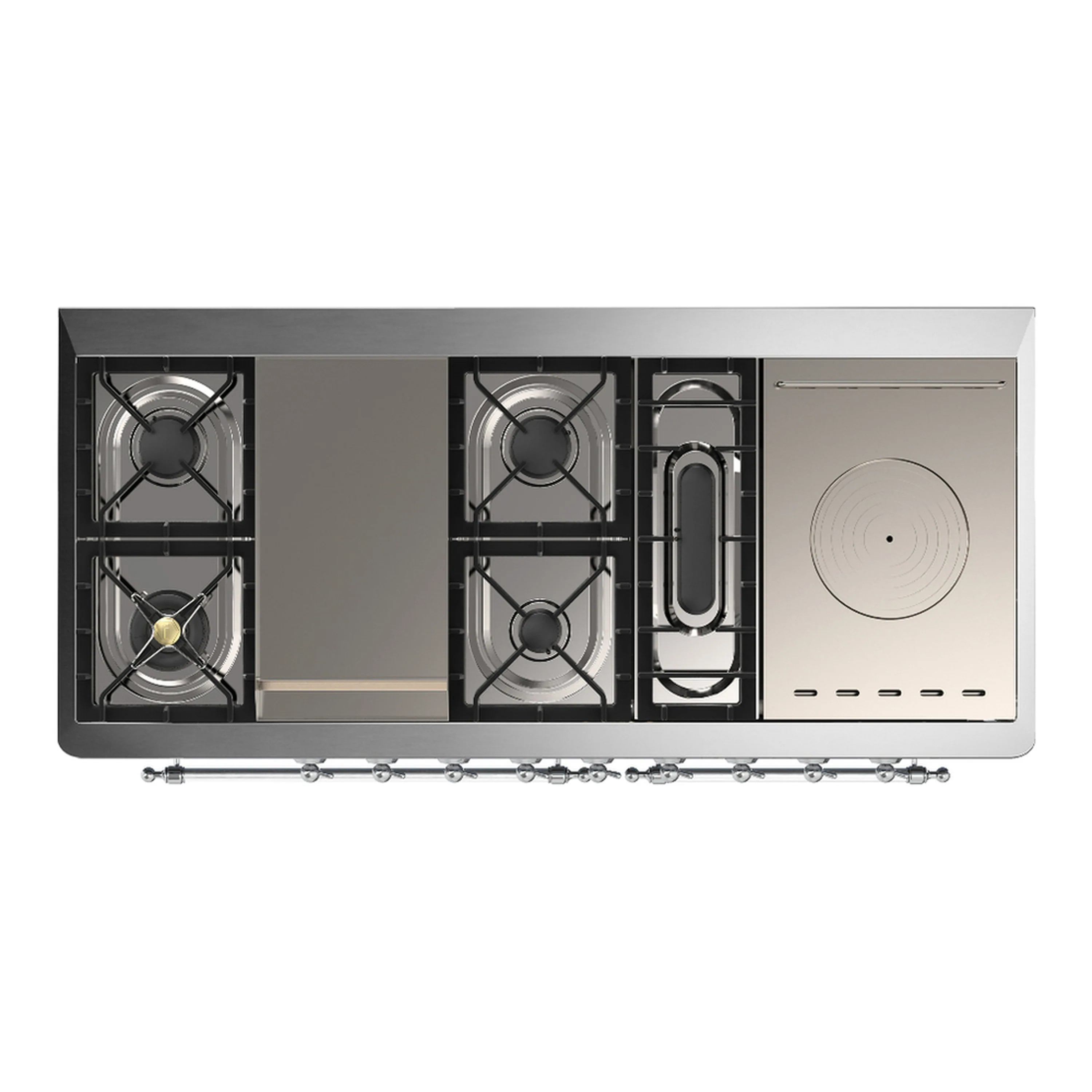 ILVE Majestic III 60-inch Dual Fuel Range with 5 Liquid Propane Burner, Griddle, French Top and Solid Door Electric Oven in Blue Grey with Chrome Trim (UM60FSQNR3BGCLP) - Image 2