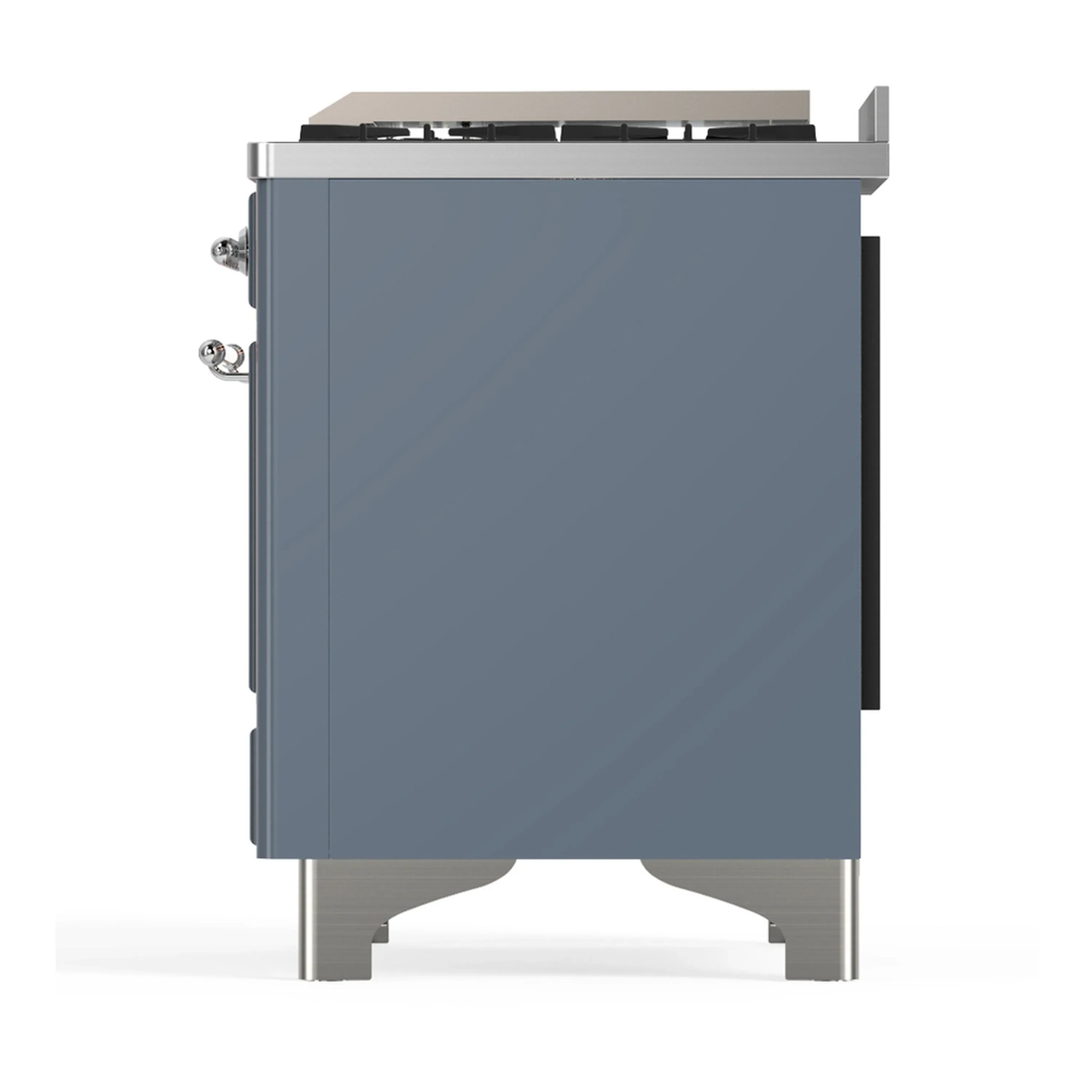 ILVE Majestic III 60-inch Dual Fuel Range with 5 Liquid Propane Burner, Griddle, French Top and Solid Door Electric Oven in Blue Grey with Chrome Trim (UM60FSQNR3BGCLP) - Image 9