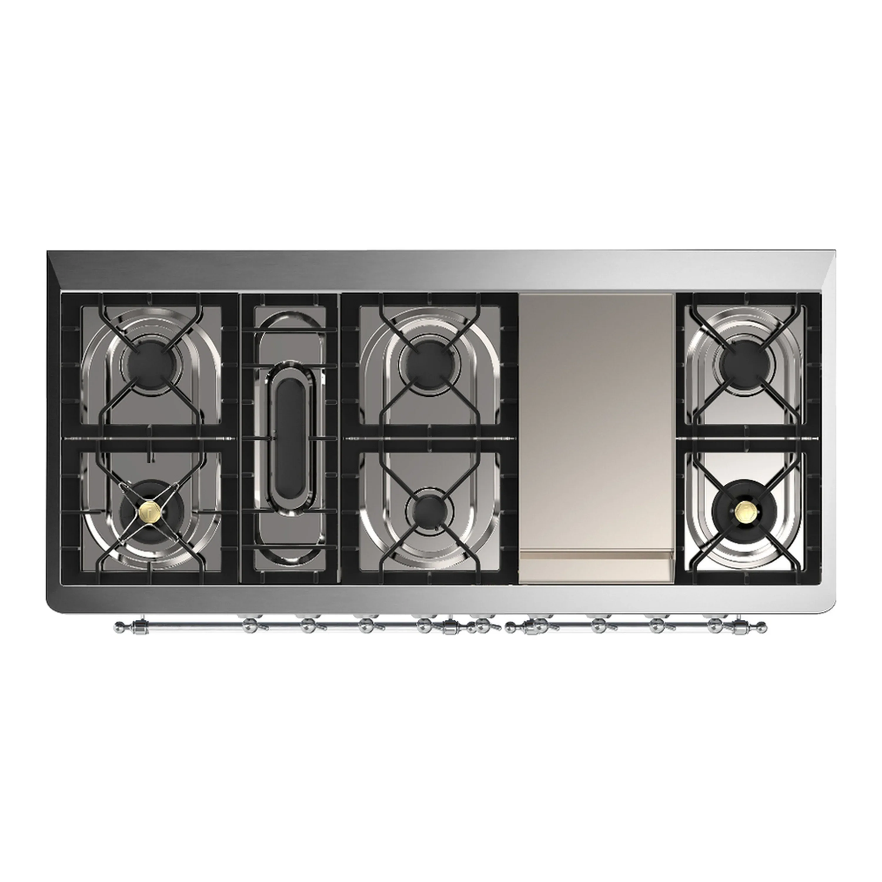 ILVE Majestic III 60-inch Dual Fuel Range with 7 Natural Gas Burner, Griddle and Triple Glass Door Electric Oven in Burgundy with Chrome Trim (UM60FNR3BUC) - Image 2