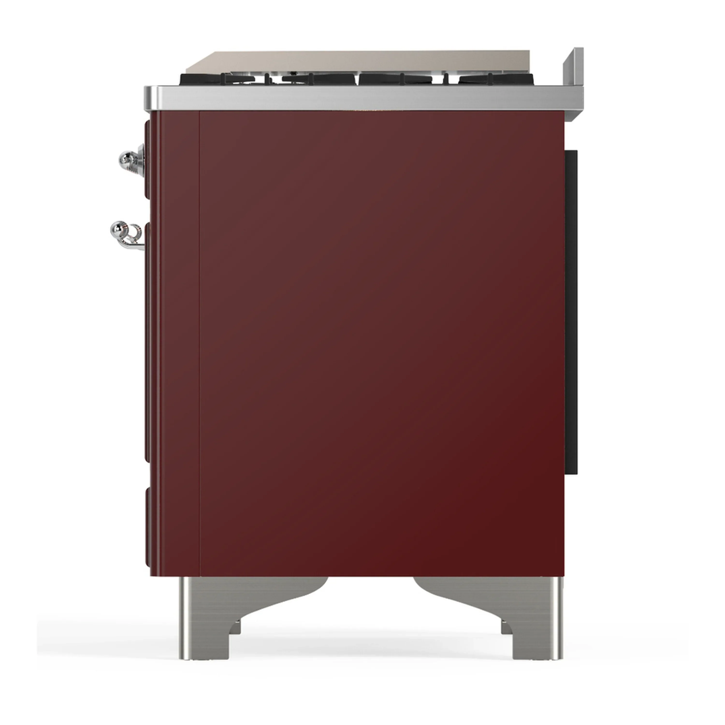 ILVE Majestic III 60-inch Dual Fuel Range with 7 Natural Gas Burner, Griddle and Triple Glass Door Electric Oven in Burgundy with Chrome Trim (UM60FNR3BUC) - Image 9