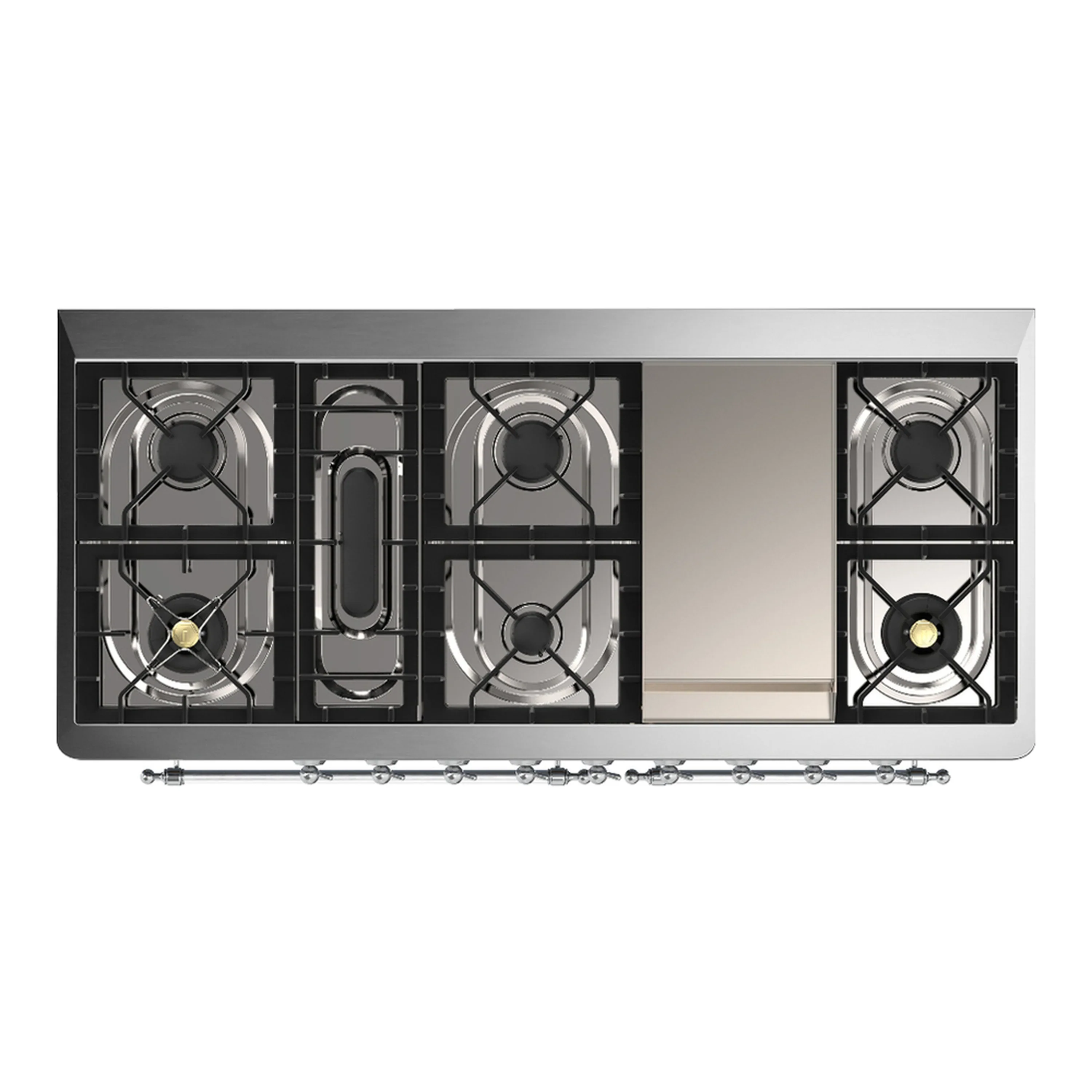 ILVE Majestic III 60-inch Dual Fuel Range with 7 Natural Gas Burner, Griddle and Solid Door Electric Oven in Burgundy with Chrome Trim (UM60FQNR3BUC) - Image 2