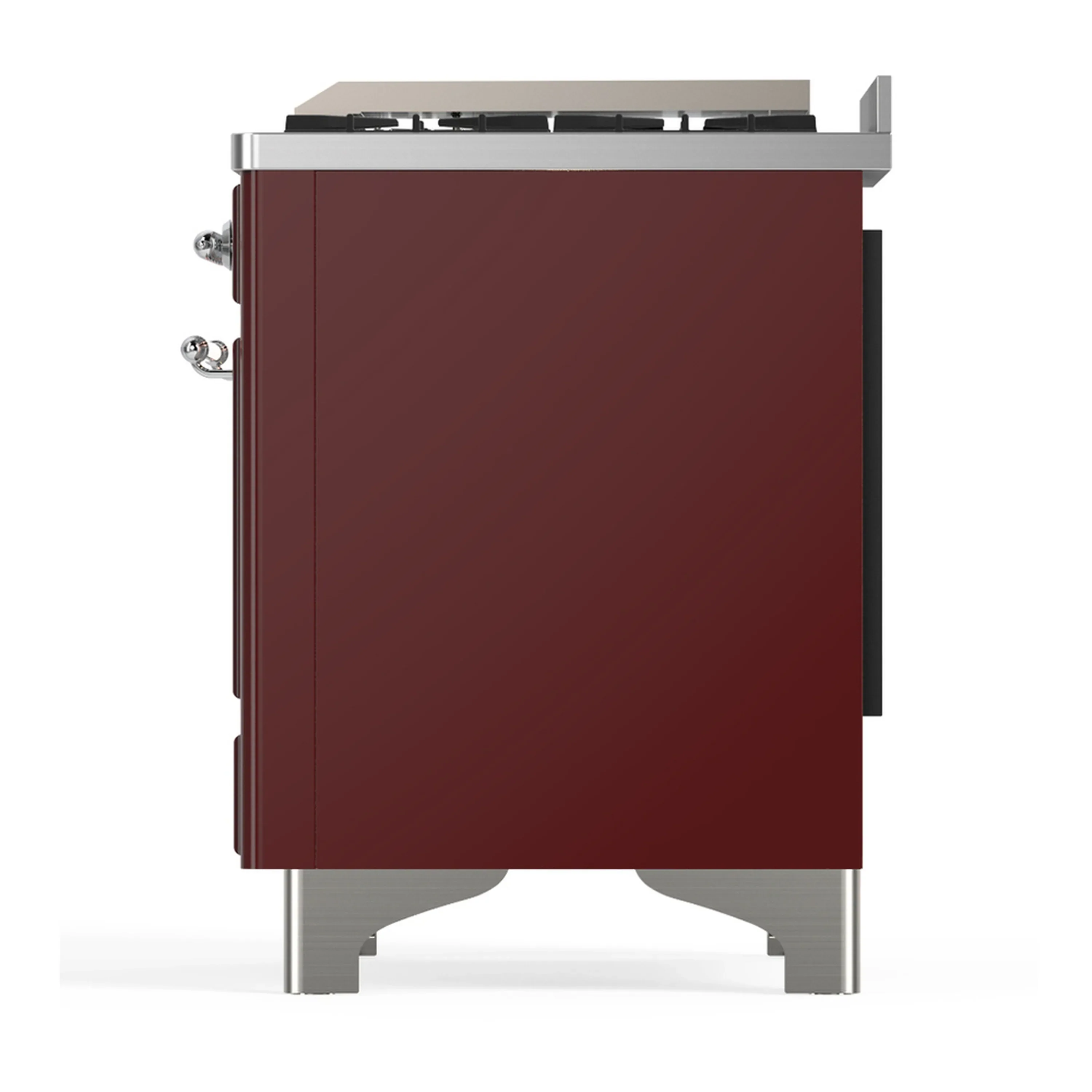 ILVE Majestic III 60-inch Dual Fuel Range with 5 Liquid Propane Burner, Griddle and Solid Door Electric Oven in Burgundy with Chrome Trim (UM60FQNR3BUCLP) - Image 9
