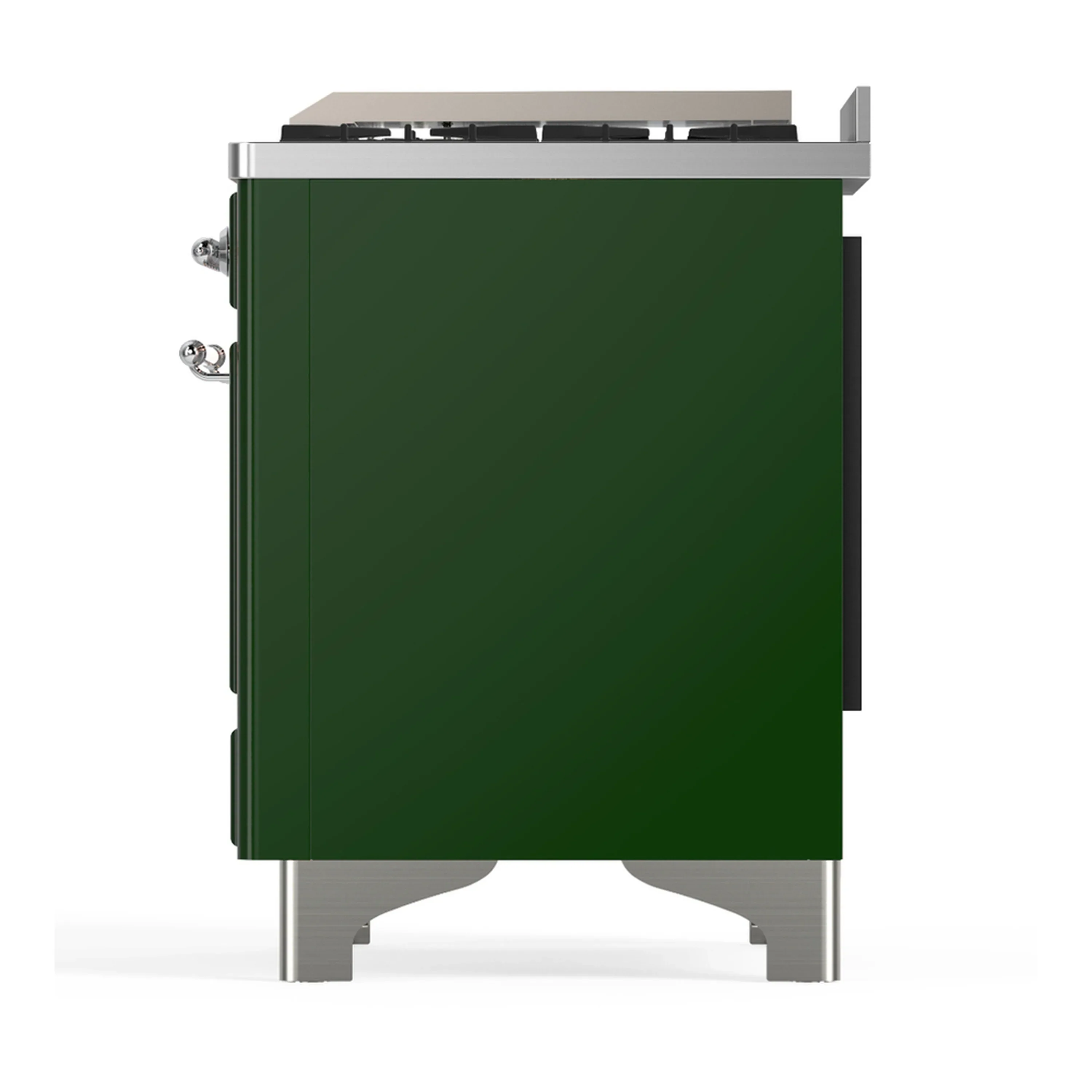 ILVE Majestic III 60-inch Dual Fuel Range with 7 Natural Gas Burner, Griddle, French Top and Triple Glass Door Electric Oven in Emerald Green with Chrome Trim (UM60FSNR3EGC) - Image 8