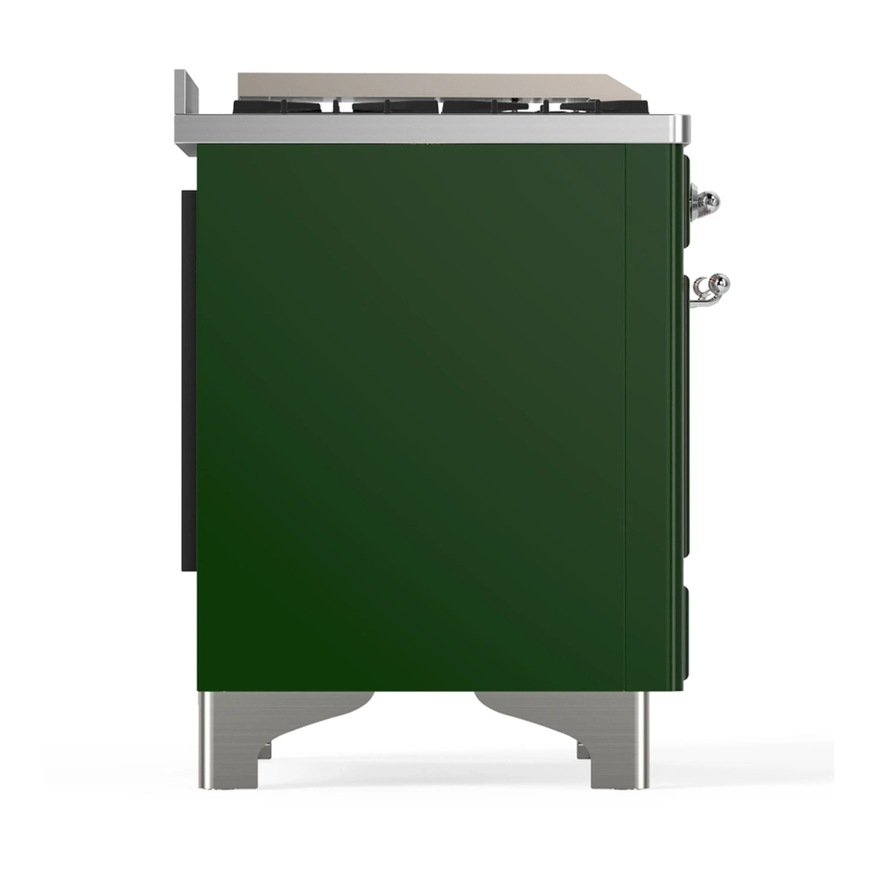 ILVE Majestic III 60-inch Dual Fuel Range with 5 Liquid Propane Burner, Griddle, French Top and Triple Glass Door Electric Oven in Emerald Green with Chrome Trim (UM60FSNR3EGCLP) - Image 8