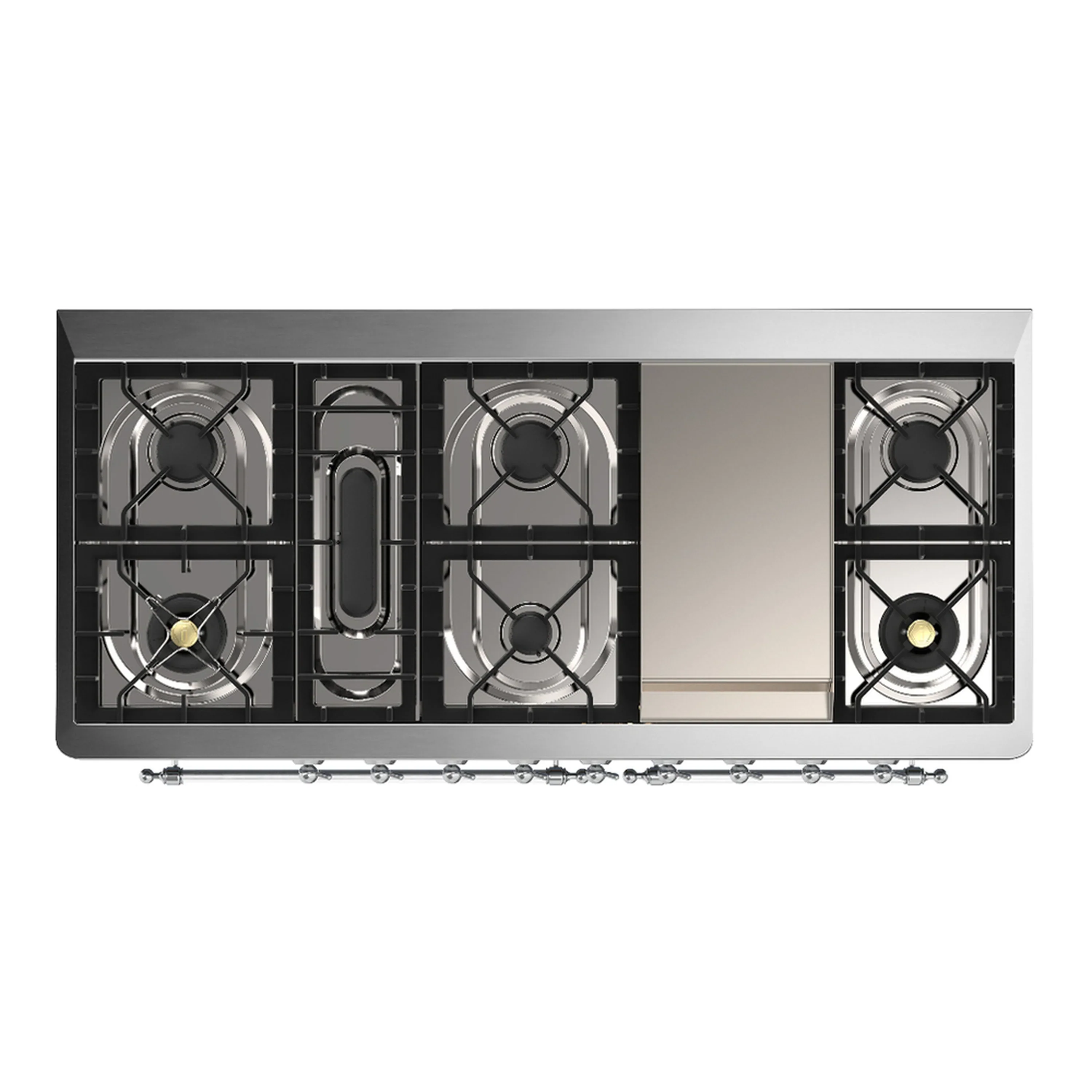 ILVE Majestic III 60-inch Dual Fuel Range with 7 Natural Gas Burner, Griddle and Triple Glass Door Electric Oven in Glossy Black with Chrome Trim (UM60FNR3BKC) - Image 2