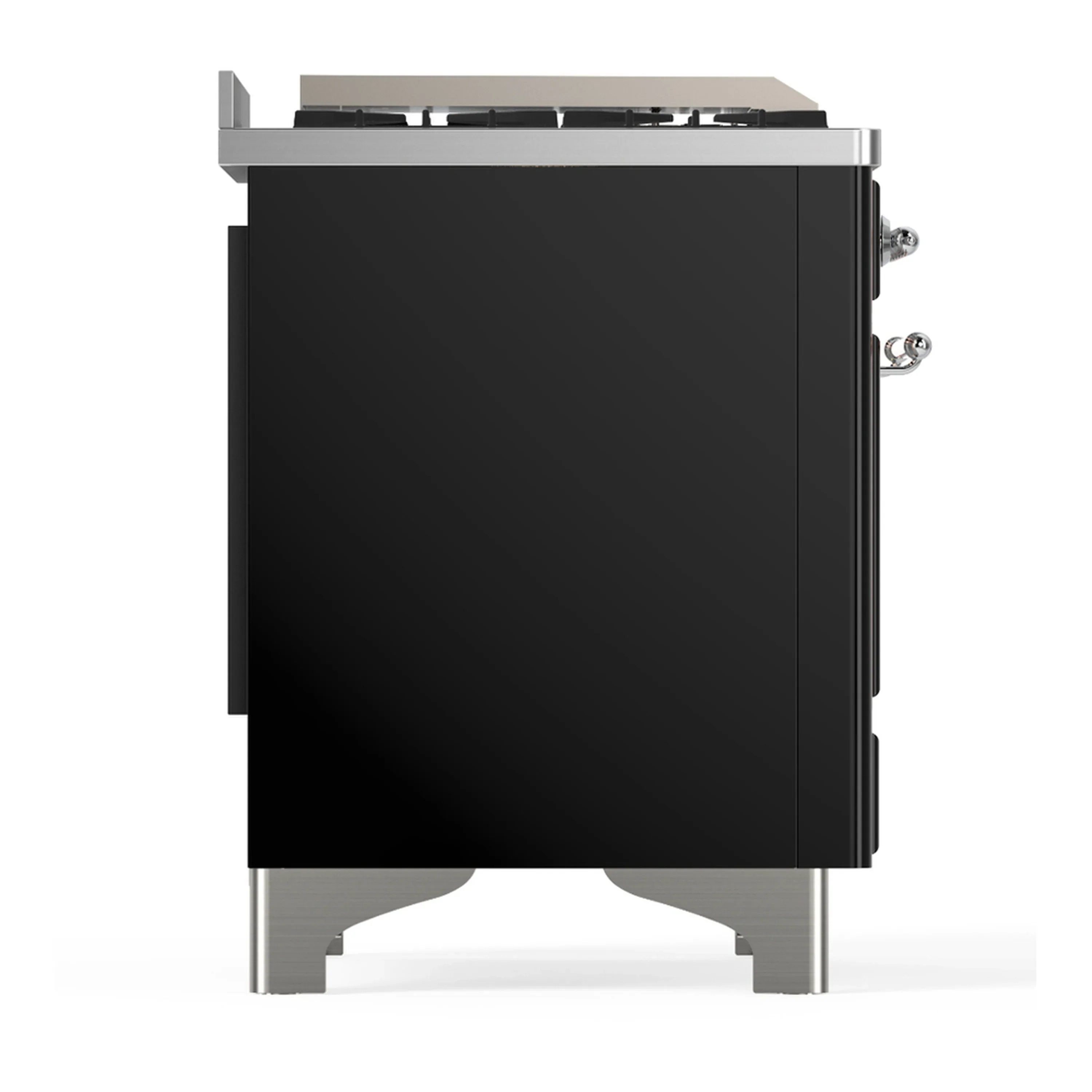 ILVE Majestic III 60-inch Dual Fuel Range with 7 Natural Gas Burner, Griddle and Solid Door Electric Oven in Glossy Black with Chrome Trim (UM60FQNR3BKC) - Image 8