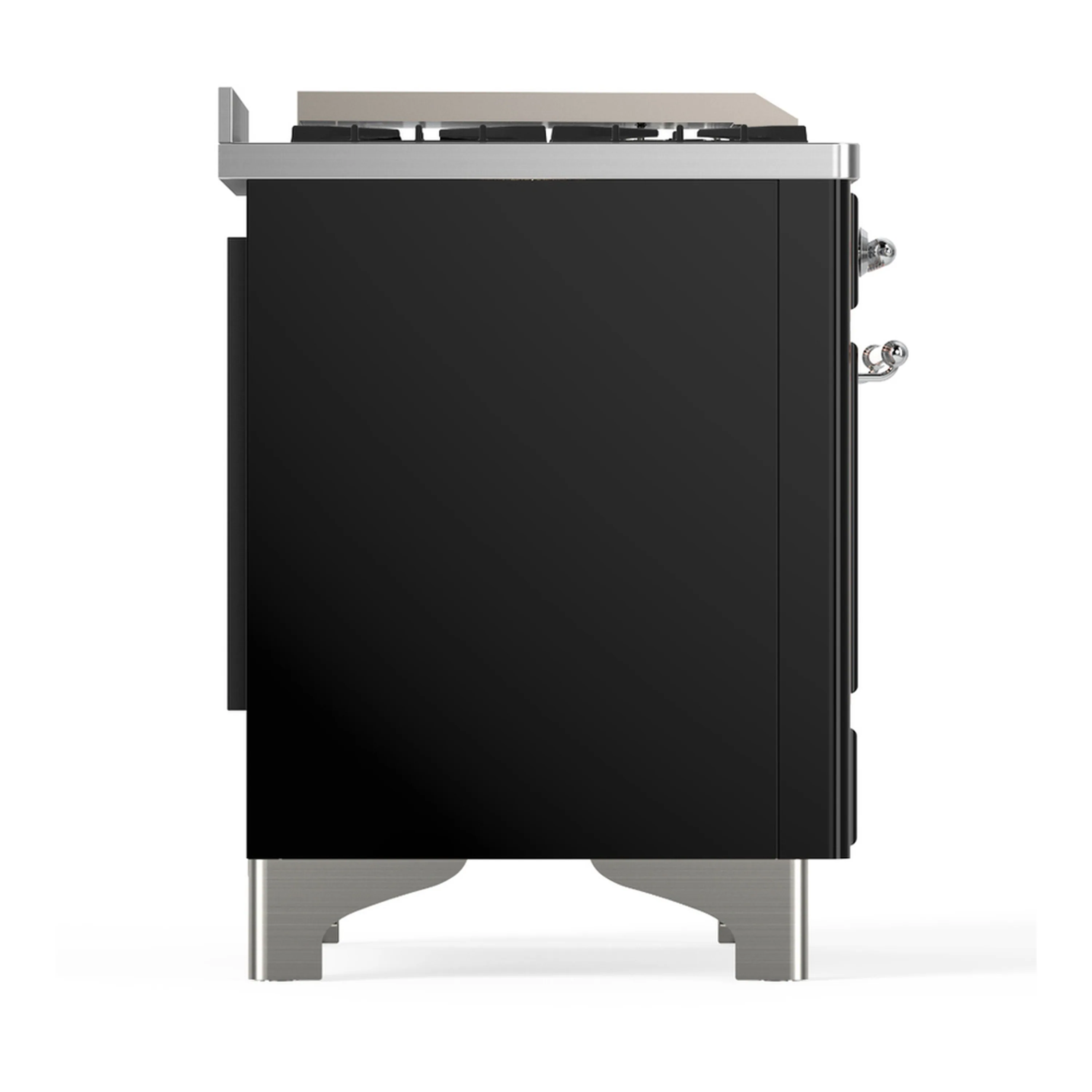 ILVE Majestic III 60-inch Dual Fuel Range with 7 Natural Gas Burner, Griddle, French Top and Triple Glass Door Electric Oven in Glossy Black with Chrome Trim (UM60FSNR3BKC) - Image 8