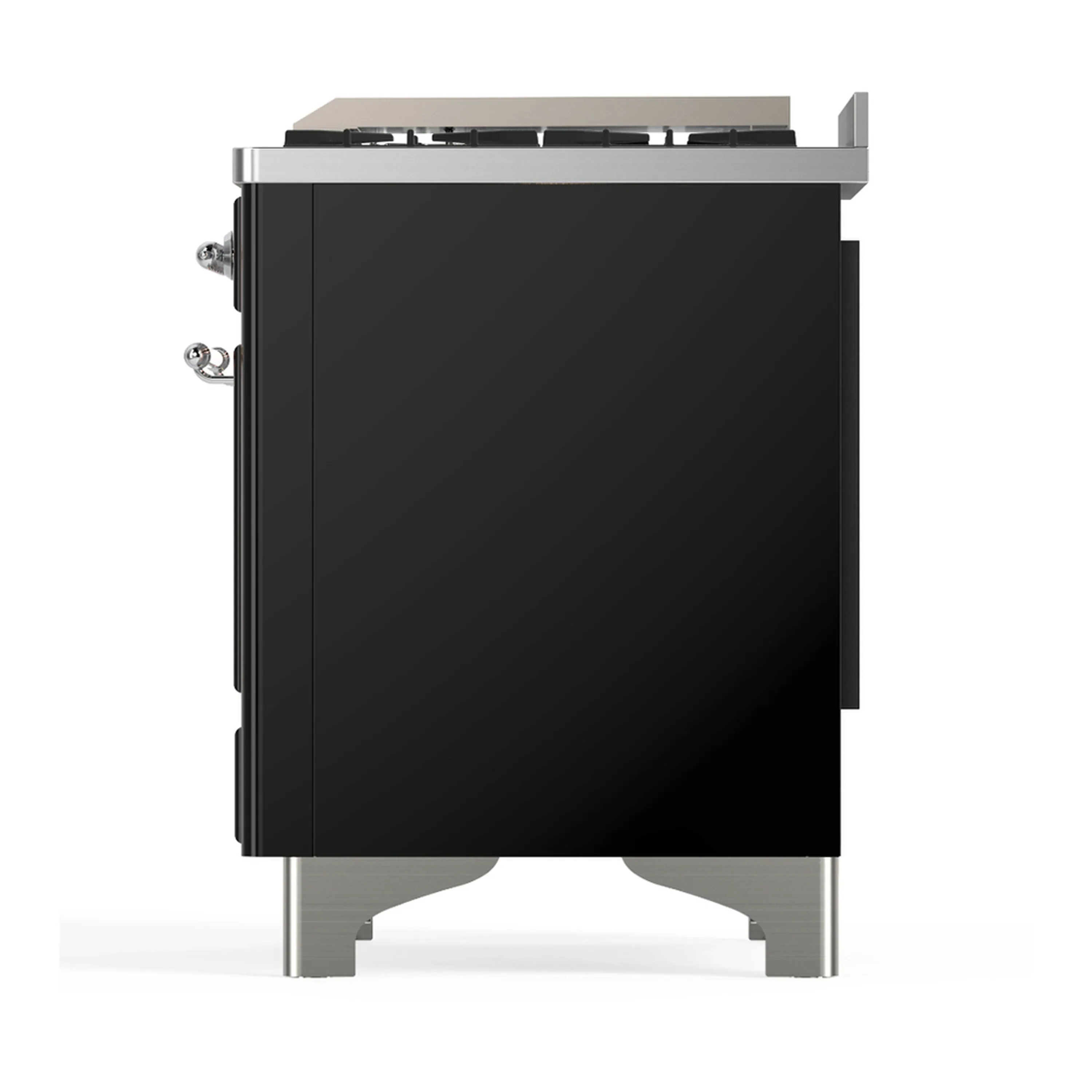 ILVE Majestic III 60-inch Dual Fuel Range with 7 Natural Gas Burner, Griddle, French Top and Triple Glass Door Electric Oven in Glossy Black with Chrome Trim (UM60FSNR3BKC) - Image 9