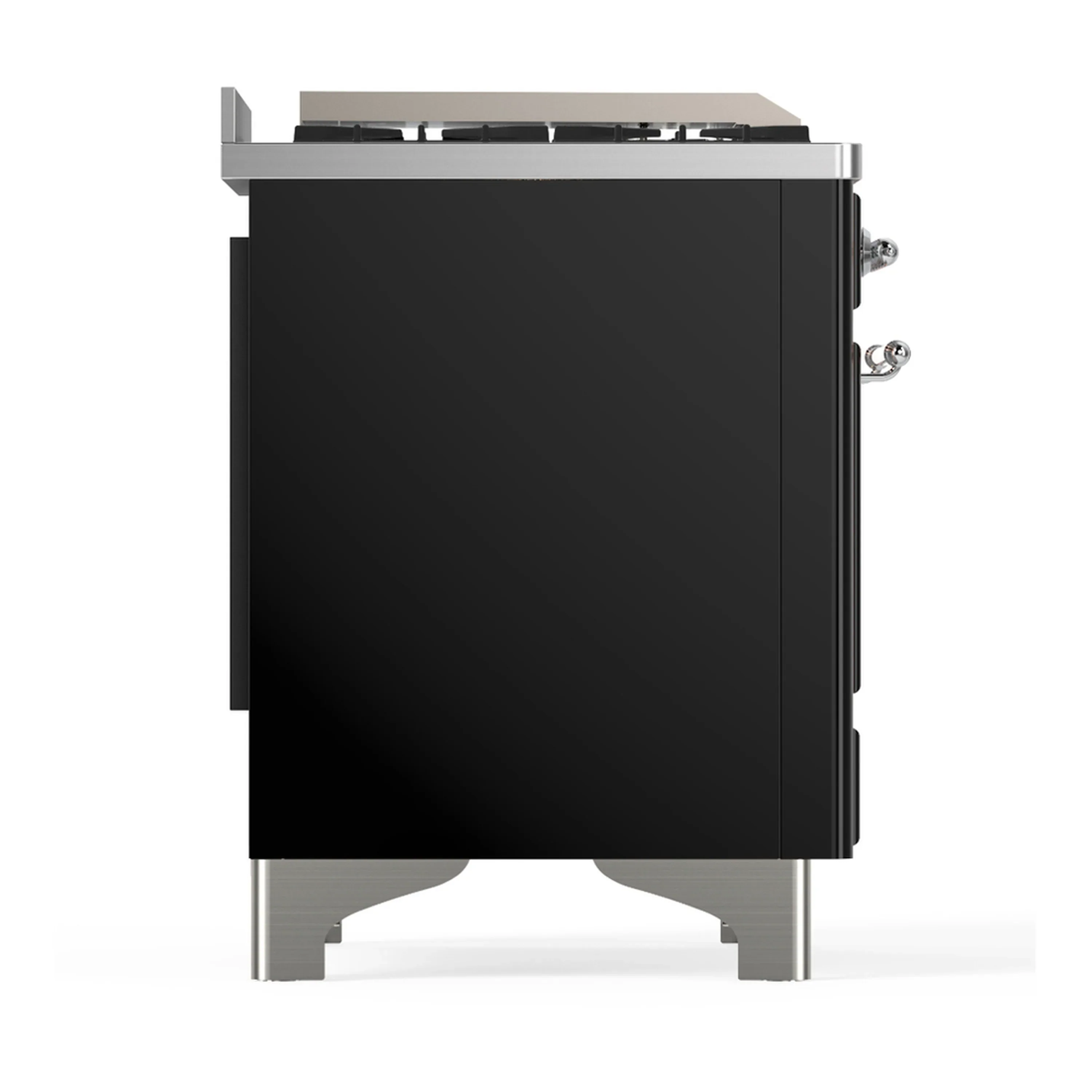 ILVE Majestic III 60-inch Dual Fuel Range with 7 Natural Gas Burner, Griddle, French Top and Solid Door Electric Oven in Glossy Black with Chrome Trim (UM60FSQNR3BKC) - Image 8