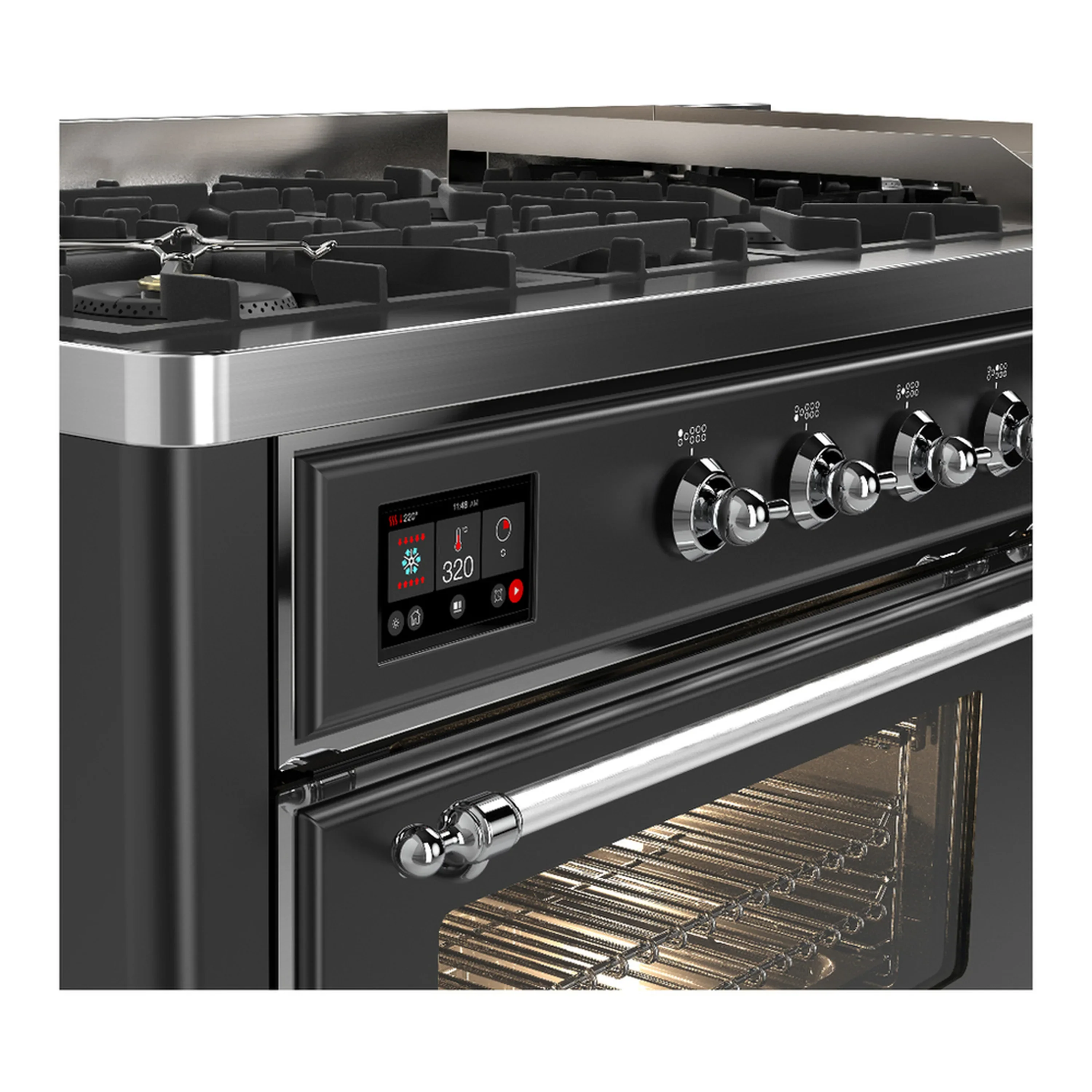 ILVE Majestic III 60-inch Dual Fuel Range with 5 Liquid Propane Burner, Griddle and Triple Glass Door Electric Oven in Graphite Matte with Chrome Trim (UM60FNR3MGCLP) - Image 7
