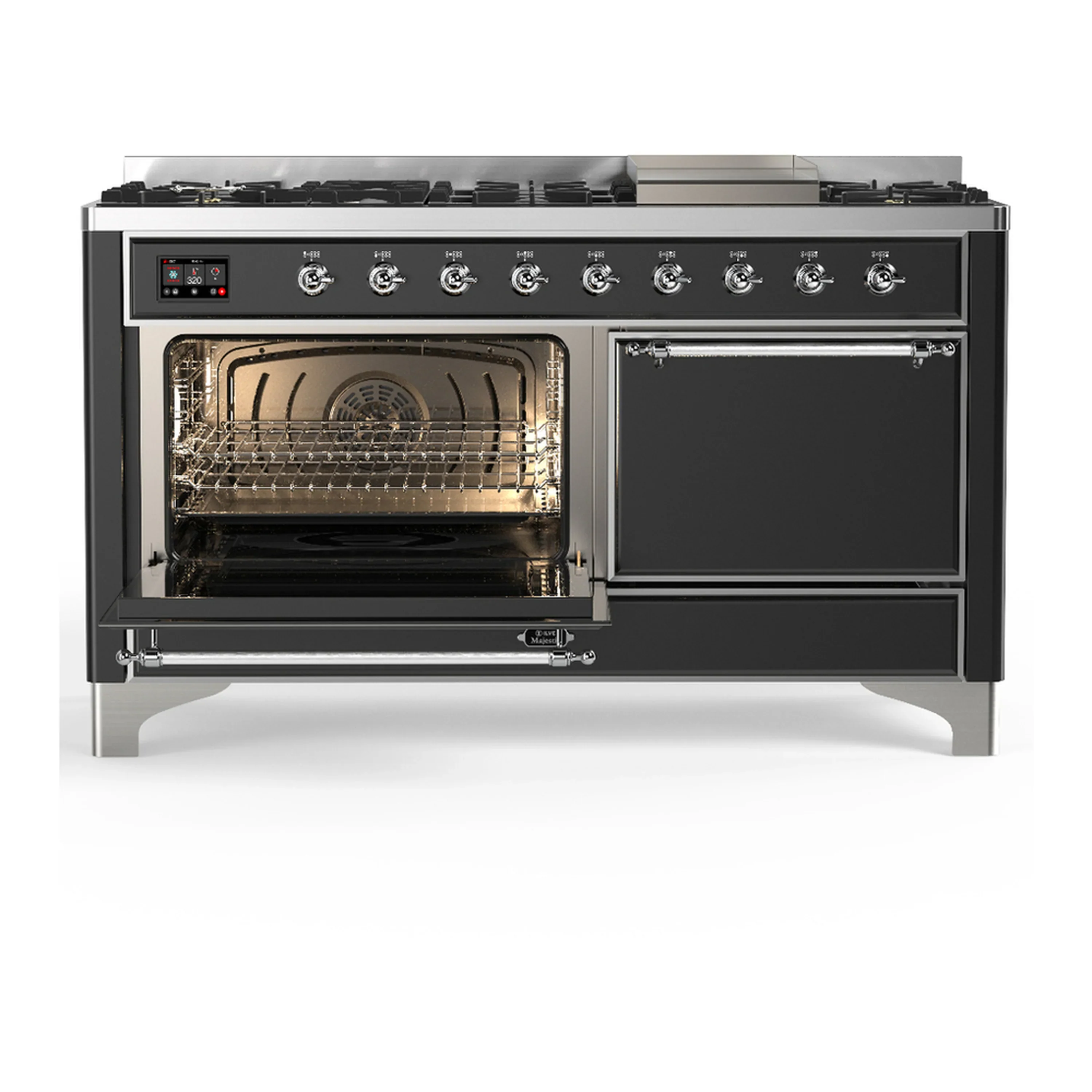 ILVE Majestic III 60-inch Dual Fuel Range with 5 Liquid Propane Burner, Griddle and Solid Door Electric Oven in Graphite Matte with Chrome Trim (UM60FQNR3MGCLP) - Image 5