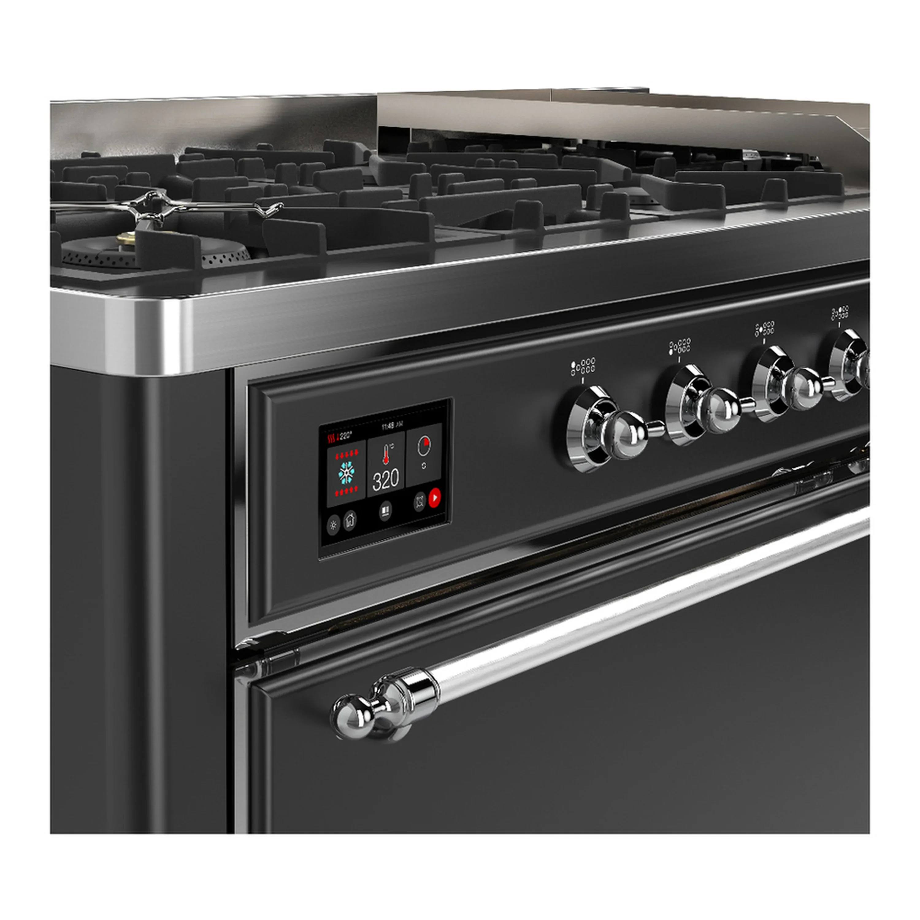 ILVE Majestic III 60-inch Dual Fuel Range with 5 Liquid Propane Burner, Griddle and Solid Door Electric Oven in Graphite Matte with Chrome Trim (UM60FQNR3MGCLP) - Image 7