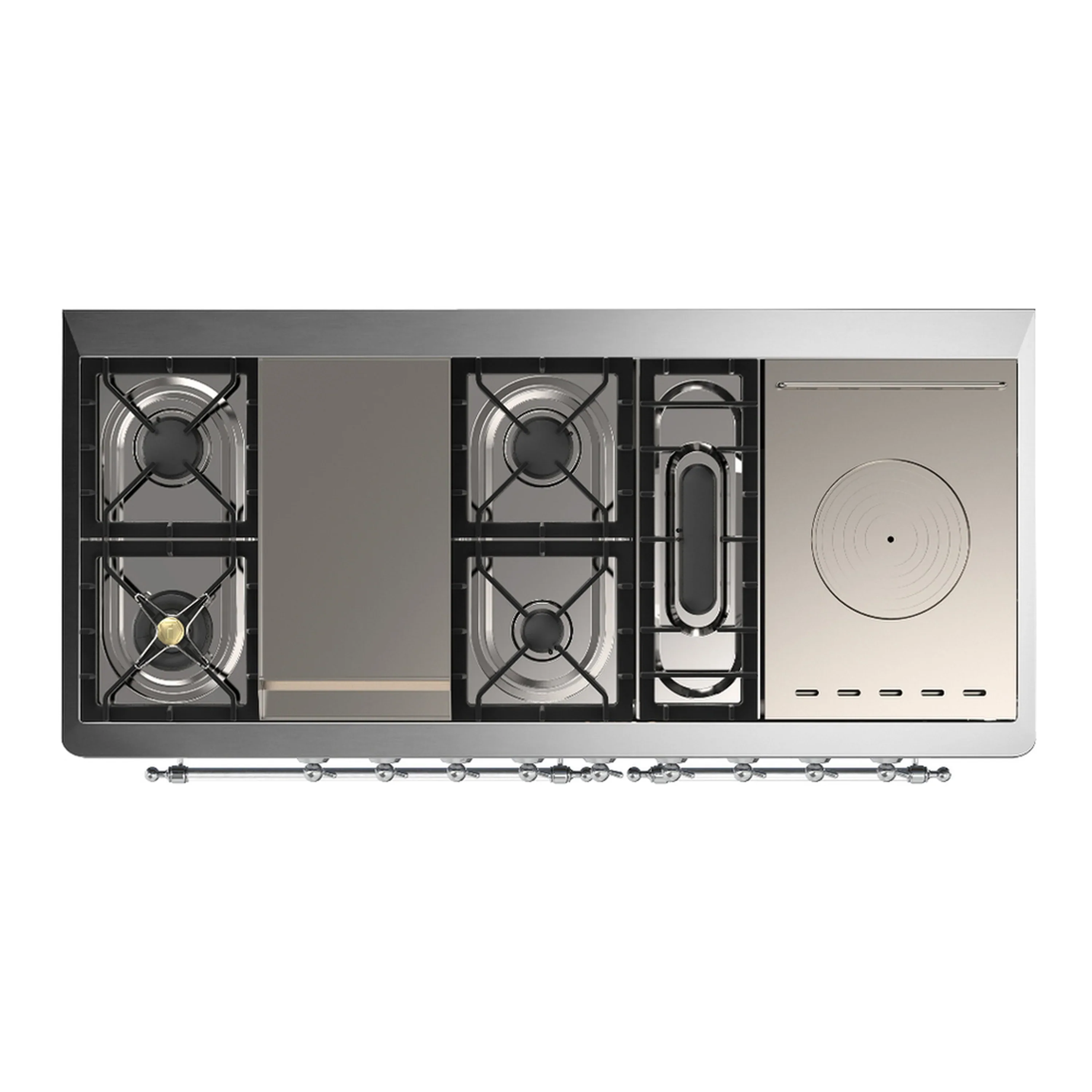 ILVE Majestic III 60-inch Dual Fuel Range with 7 Natural Gas Burner, Griddle, French Top and Solid Door Electric Oven in Graphite Matte with Chrome Trim (UM60FSQNR3MGC) - Image 2