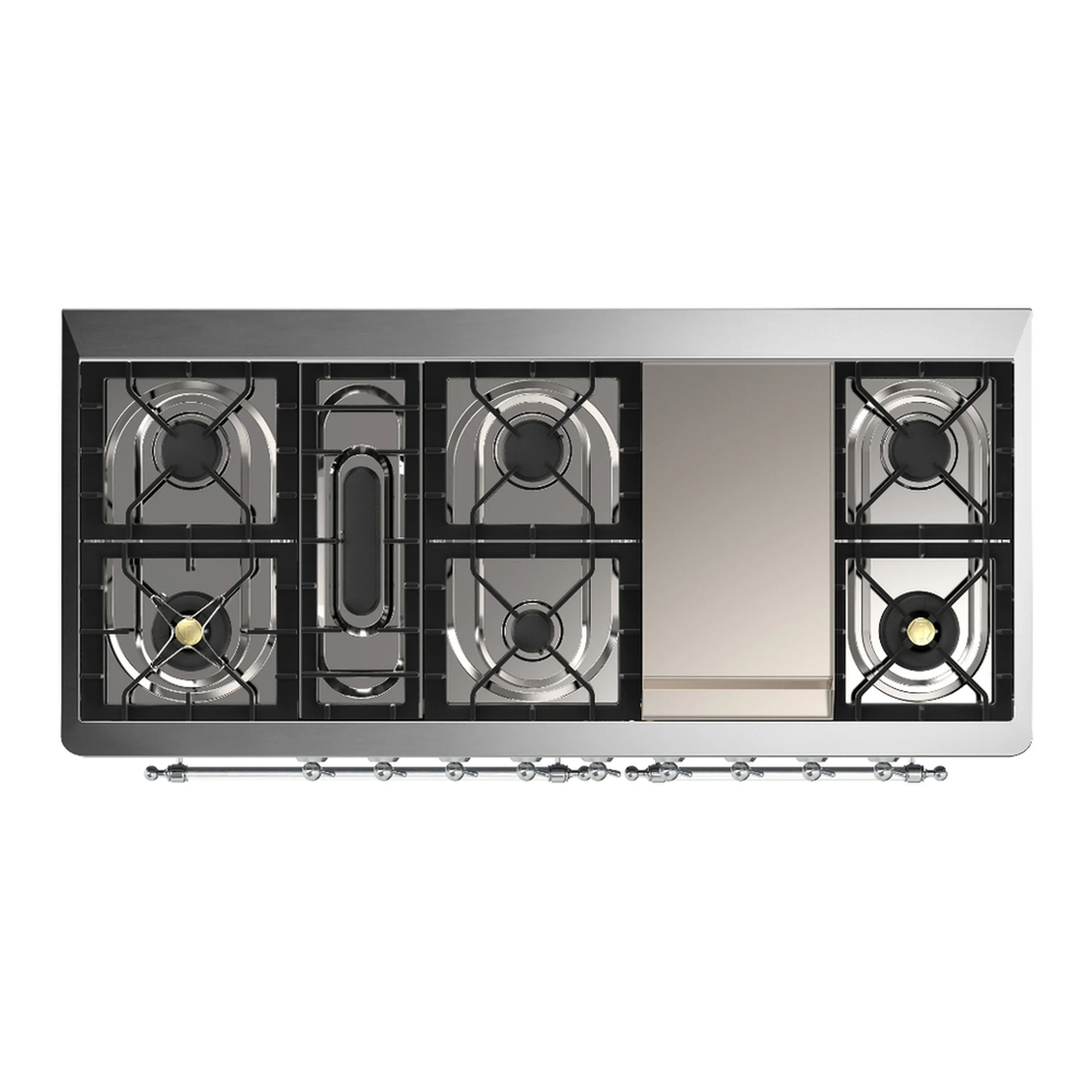 ILVE Majestic III 60-inch Dual Fuel Range with 7 Natural Gas Burner, Griddle and Triple Glass Door Electric Oven in Midnight Blue with Chrome Trim (UM60FNR3MBC) - Image 2