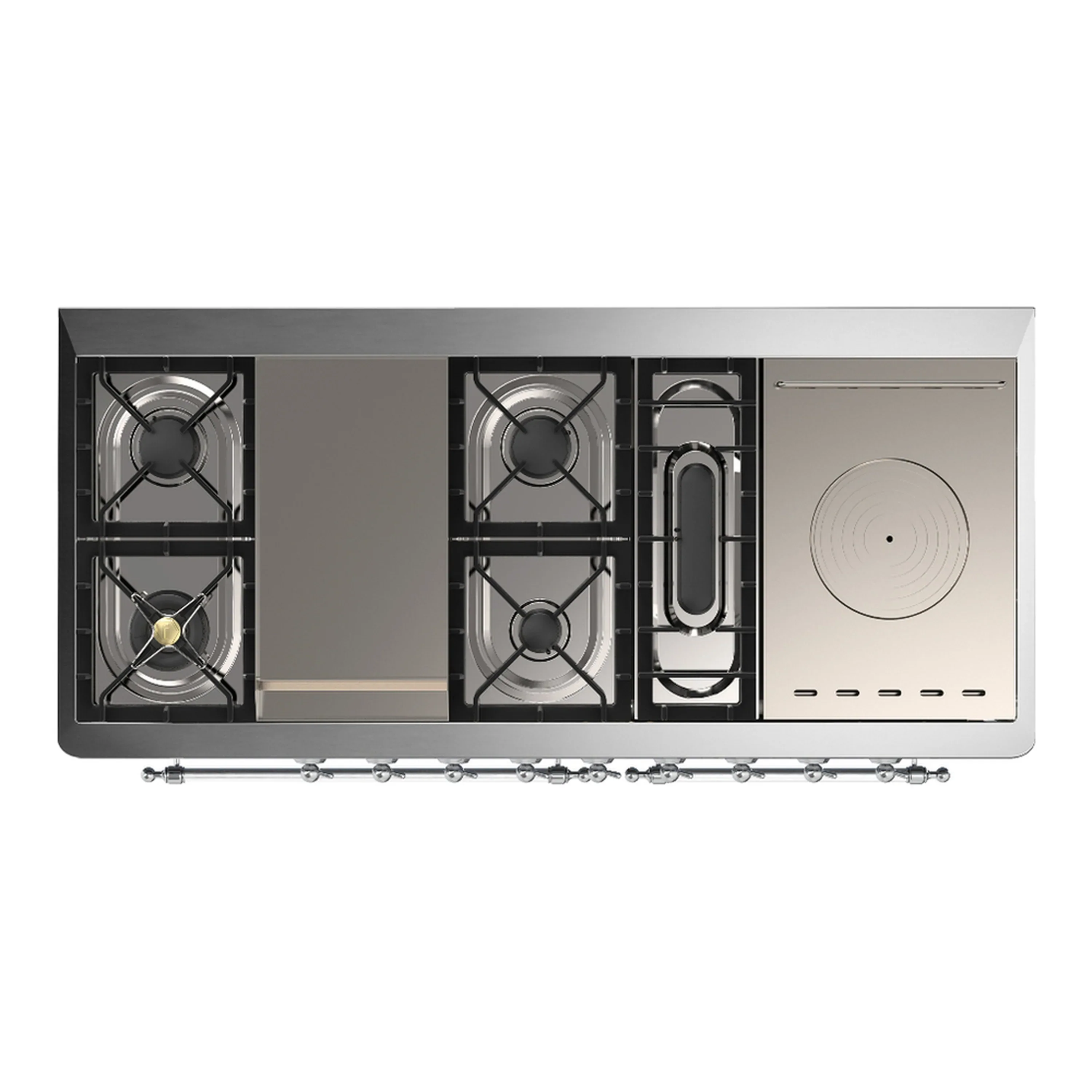 ILVE Majestic III 60-inch Dual Fuel Range with 5 Liquid Propane Burner, Griddle, French Top and Triple Glass Door Electric Oven in Midnight Blue with Chrome Trim (UM60FSNR3MBCLP) - Image 2