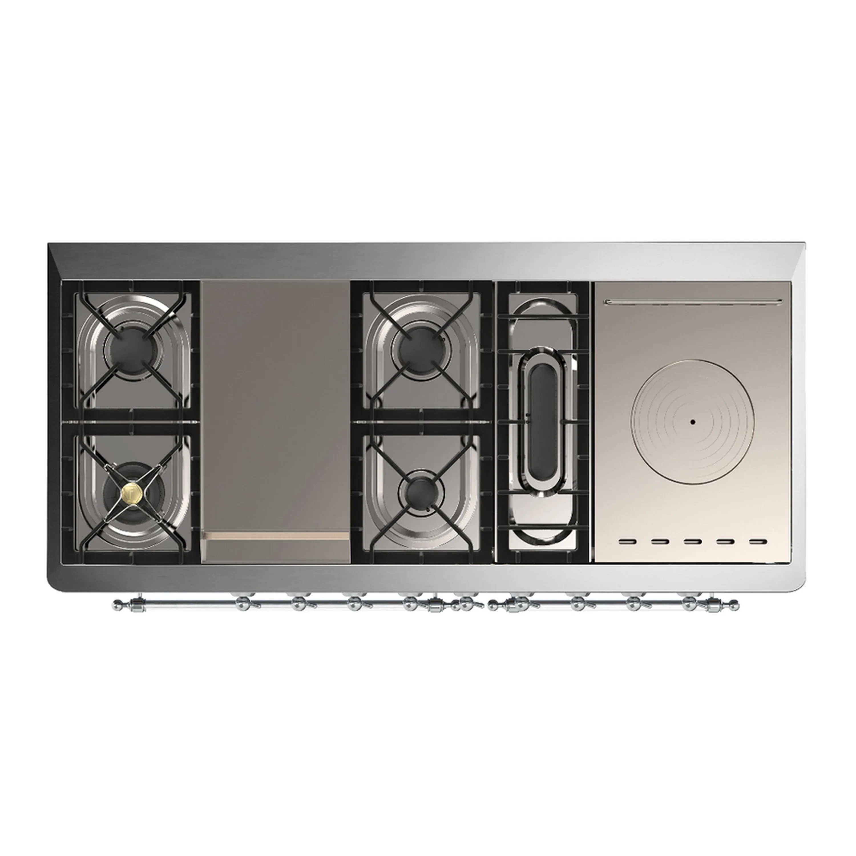 ILVE Majestic III 60-inch Dual Fuel Range with 7 Natural Gas Burner, Griddle, French Top and Solid Door Electric Oven in Midnight Blue with Chrome Trim (UM60FSQNR3MBC) - Image 2