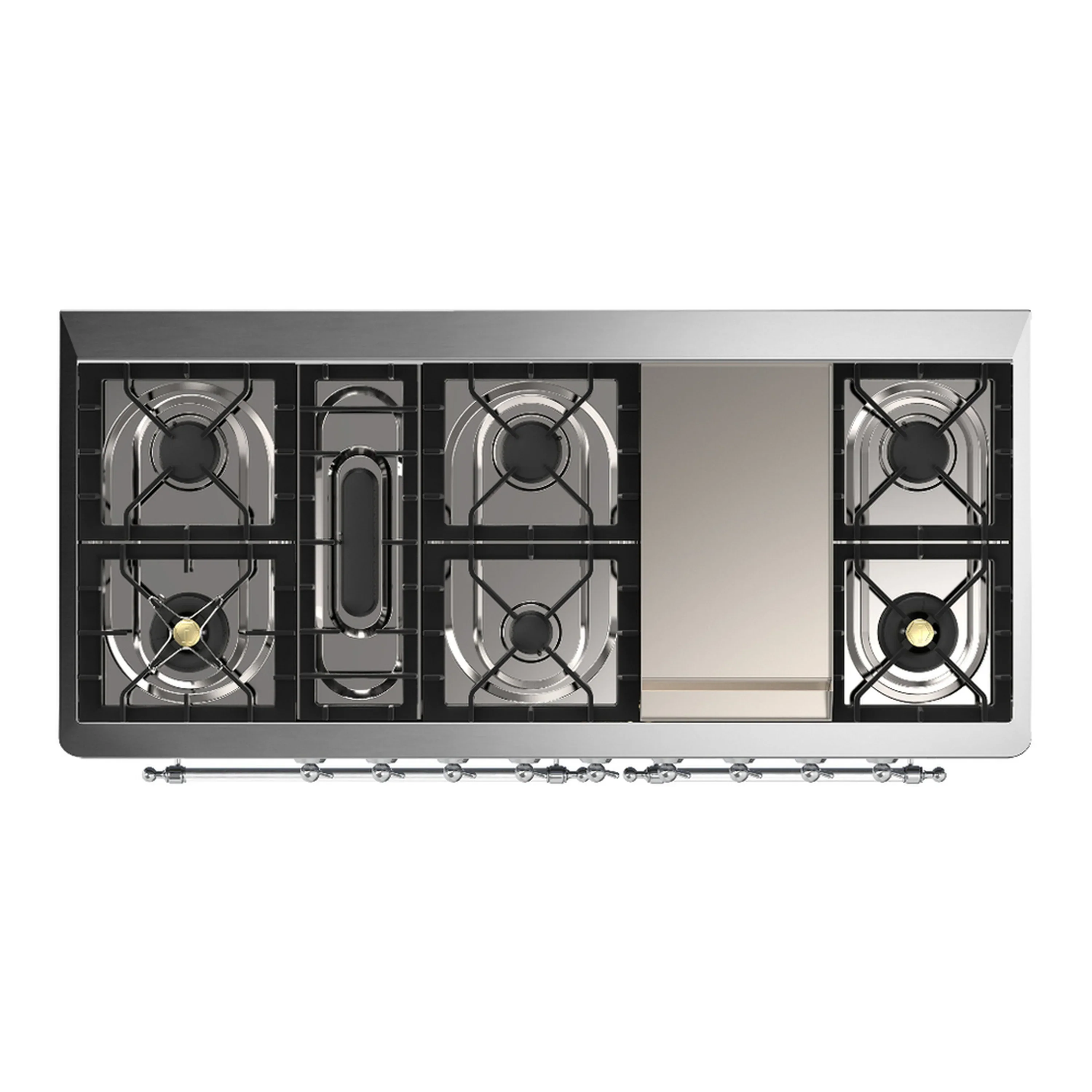 ILVE Majestic III 60-inch Dual Fuel Range with 5 Liquid Propane Burner, Griddle and Triple Glass Door Electric Oven in Stainless Steel with Chrome Trim (UM60FNR3SSCLP) - Image 2
