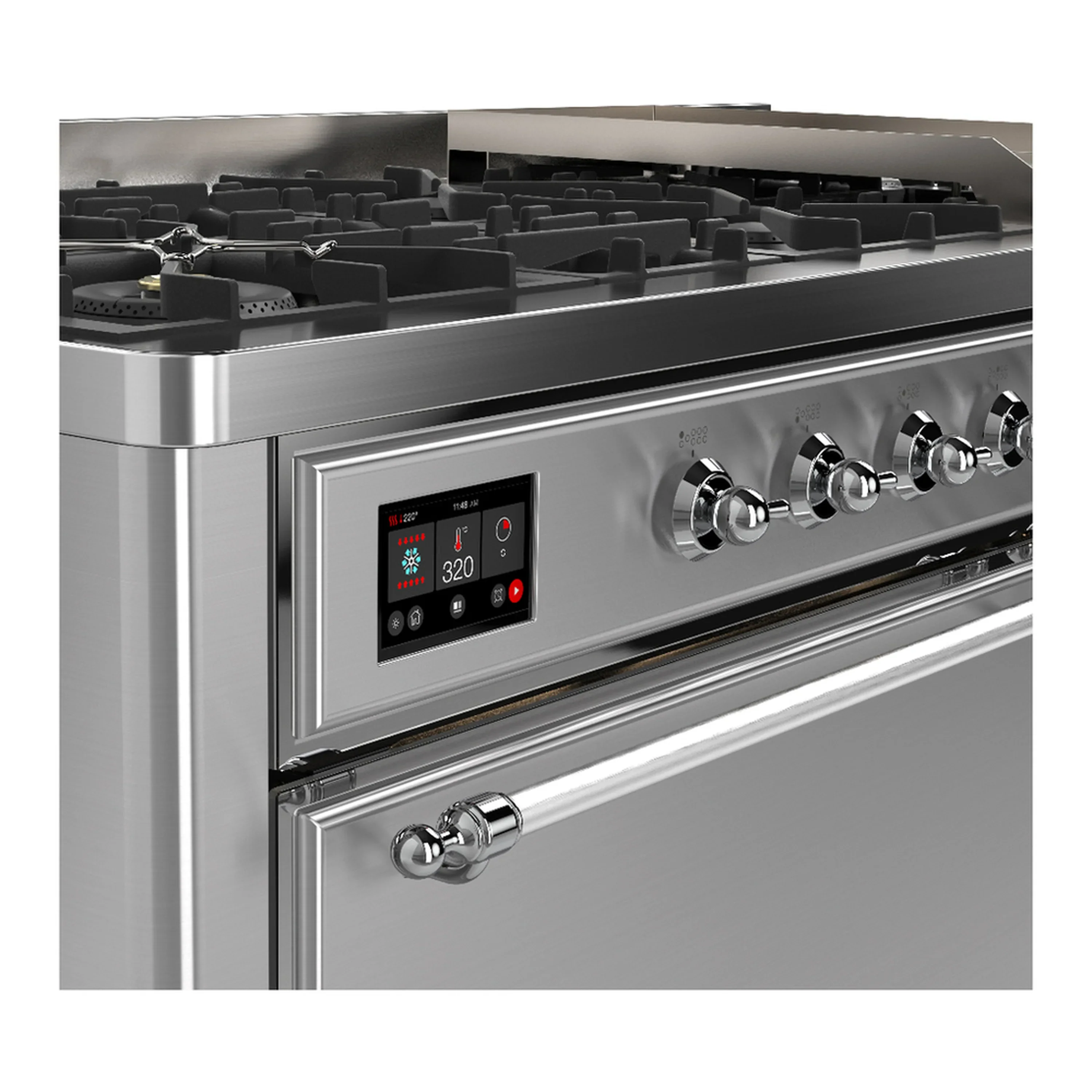 ILVE Majestic III 60-inch Dual Fuel Range with 5 Liquid Propane Burner, Griddle and Solid Door Electric Oven in Stainless Steel with Chrome Trim (UM60FQNR3SSCLP) - Image 7
