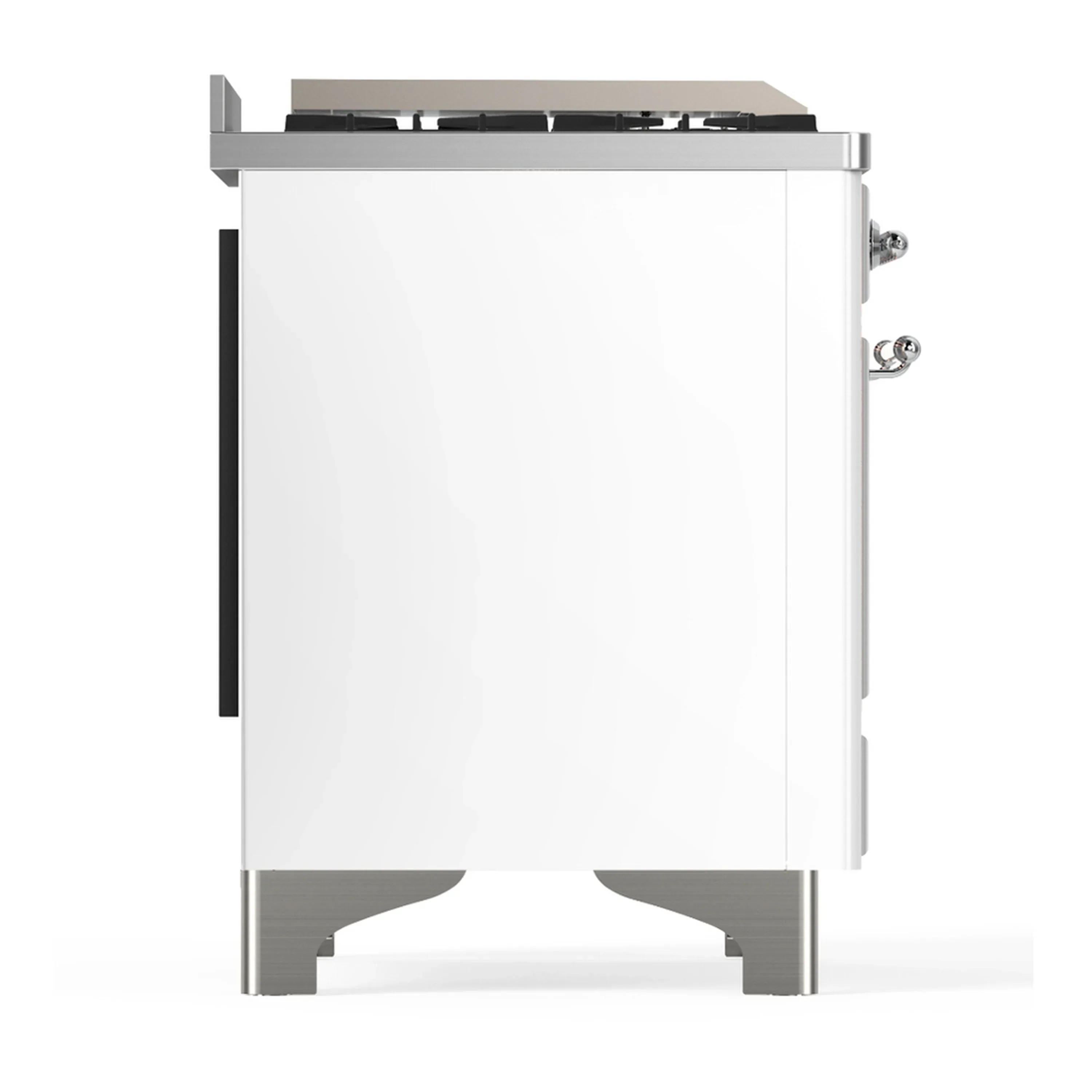 ILVE Majestic III 60-inch Dual Fuel Range with 7 Natural Gas Burner, Griddle and Triple Glass Door Electric Oven in White with Chrome Trim (UM60FNR3WHC) - Image 8