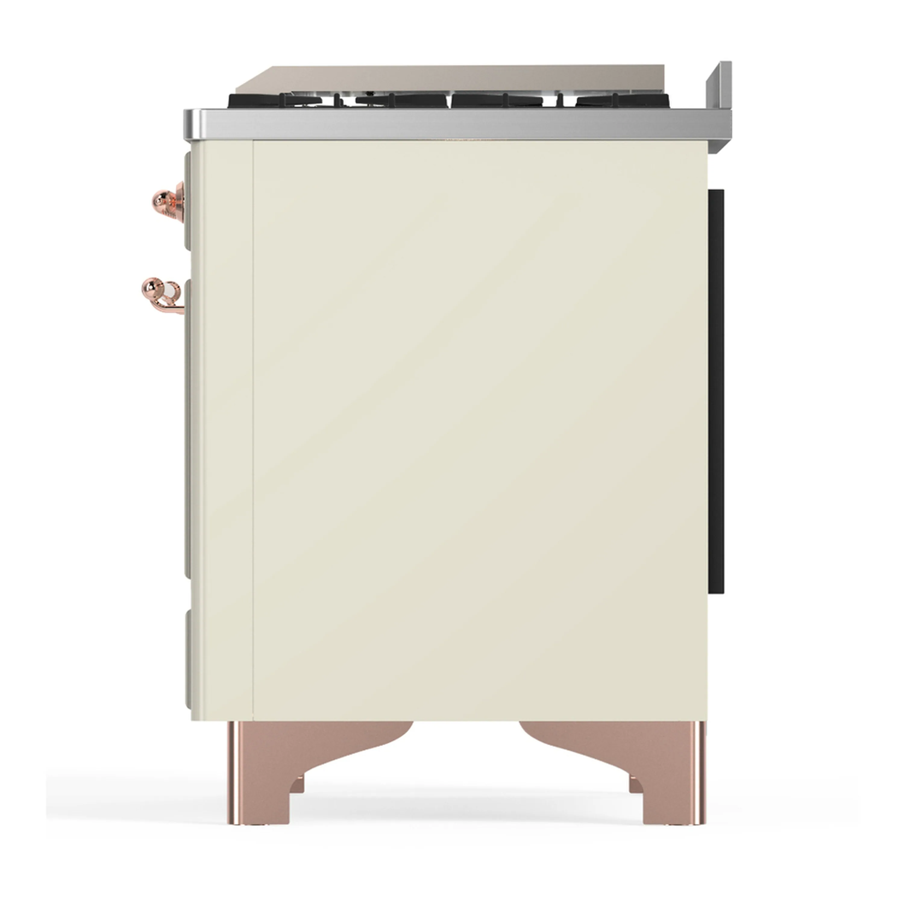 ILVE Majestic III 60-inch Dual Fuel Range with 7 Natural Gas Burner, Griddle and Triple Glass Door Electric Oven in Antique White with Copper Trim (UM60FNR3AWP) - Image 9