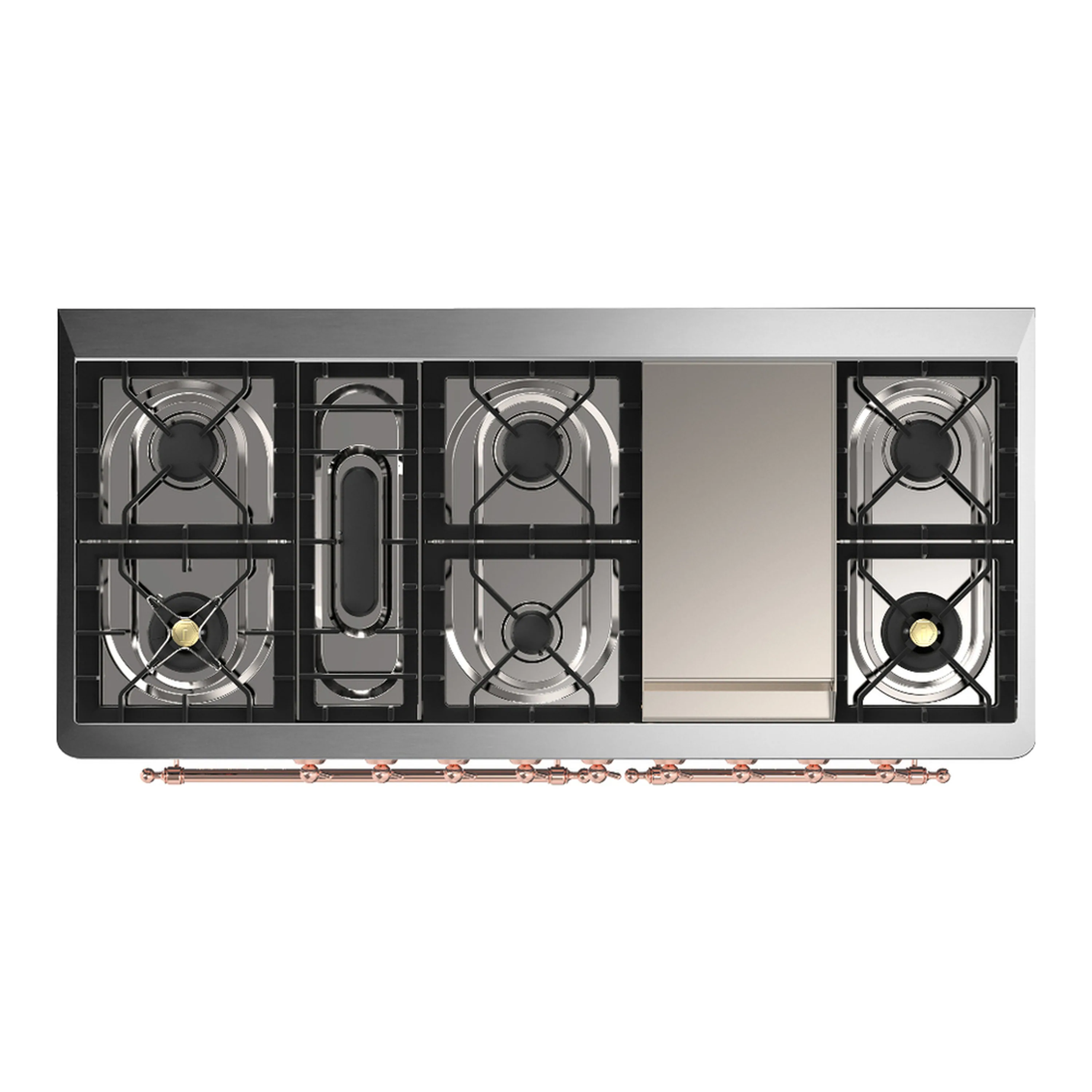 ILVE Majestic III 60-inch Dual Fuel Range with 5 Liquid Propane Burner, Griddle and Triple Glass Door Electric Oven in Antique White with Copper Trim (UM60FNR3AWPLP) - Image 2
