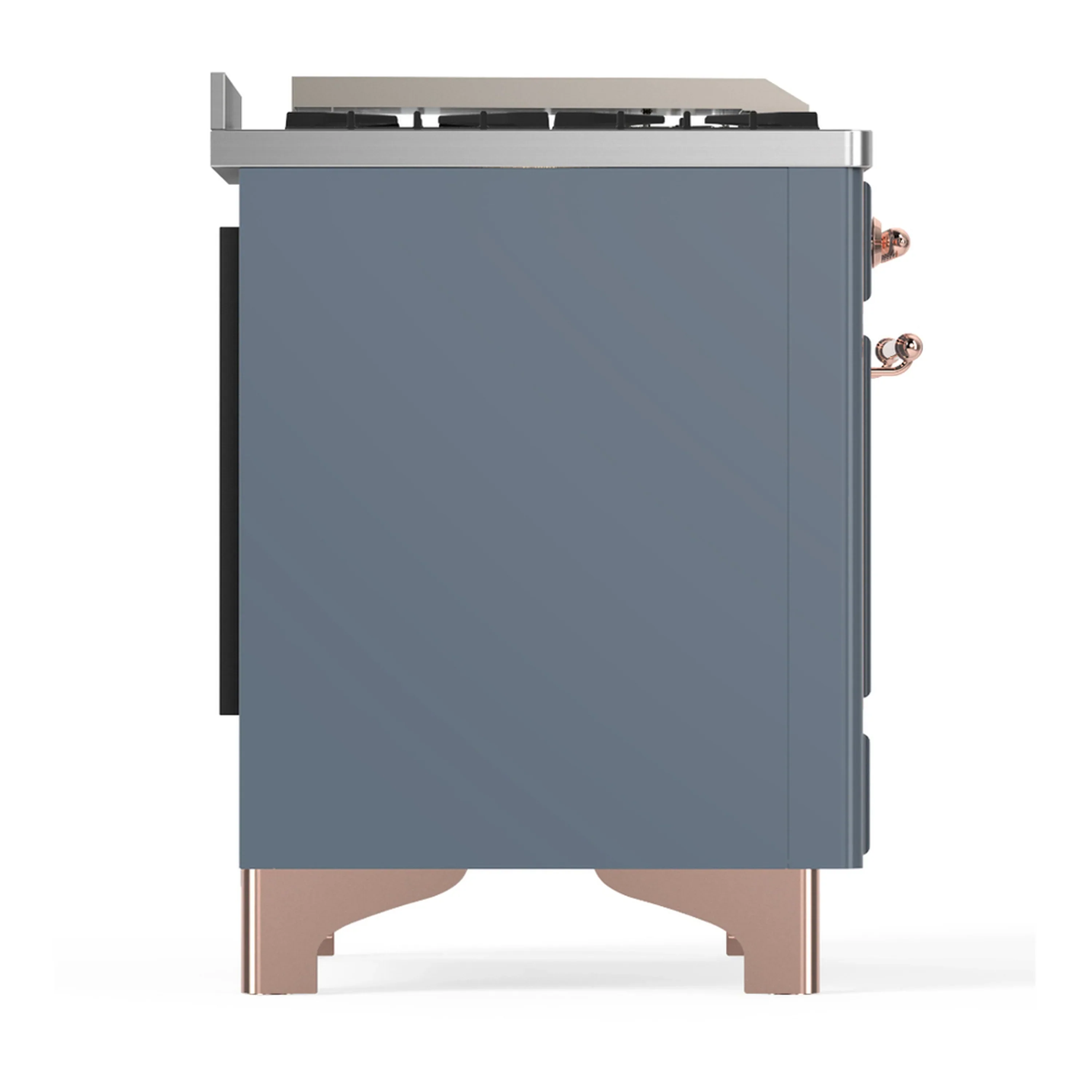 ILVE Majestic III 60-inch Dual Fuel Range with 7 Natural Gas Burner, Griddle and Solid Door Electric Oven in Blue Grey with Copper Trim (UM60FQNR3BGP) - Image 8