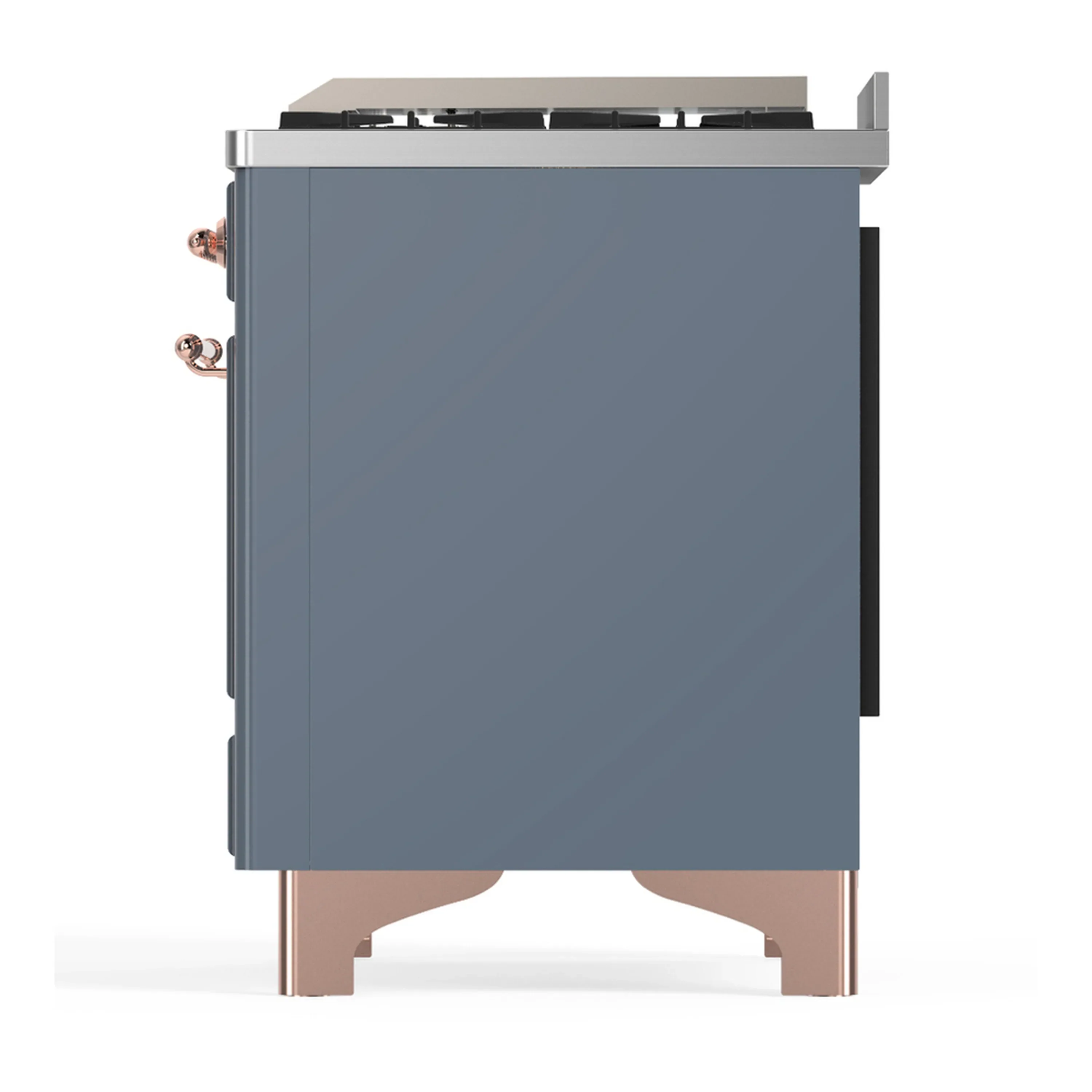 ILVE Majestic III 60-inch Dual Fuel Range with 7 Natural Gas Burner, Griddle and Solid Door Electric Oven in Blue Grey with Copper Trim (UM60FQNR3BGP) - Image 9