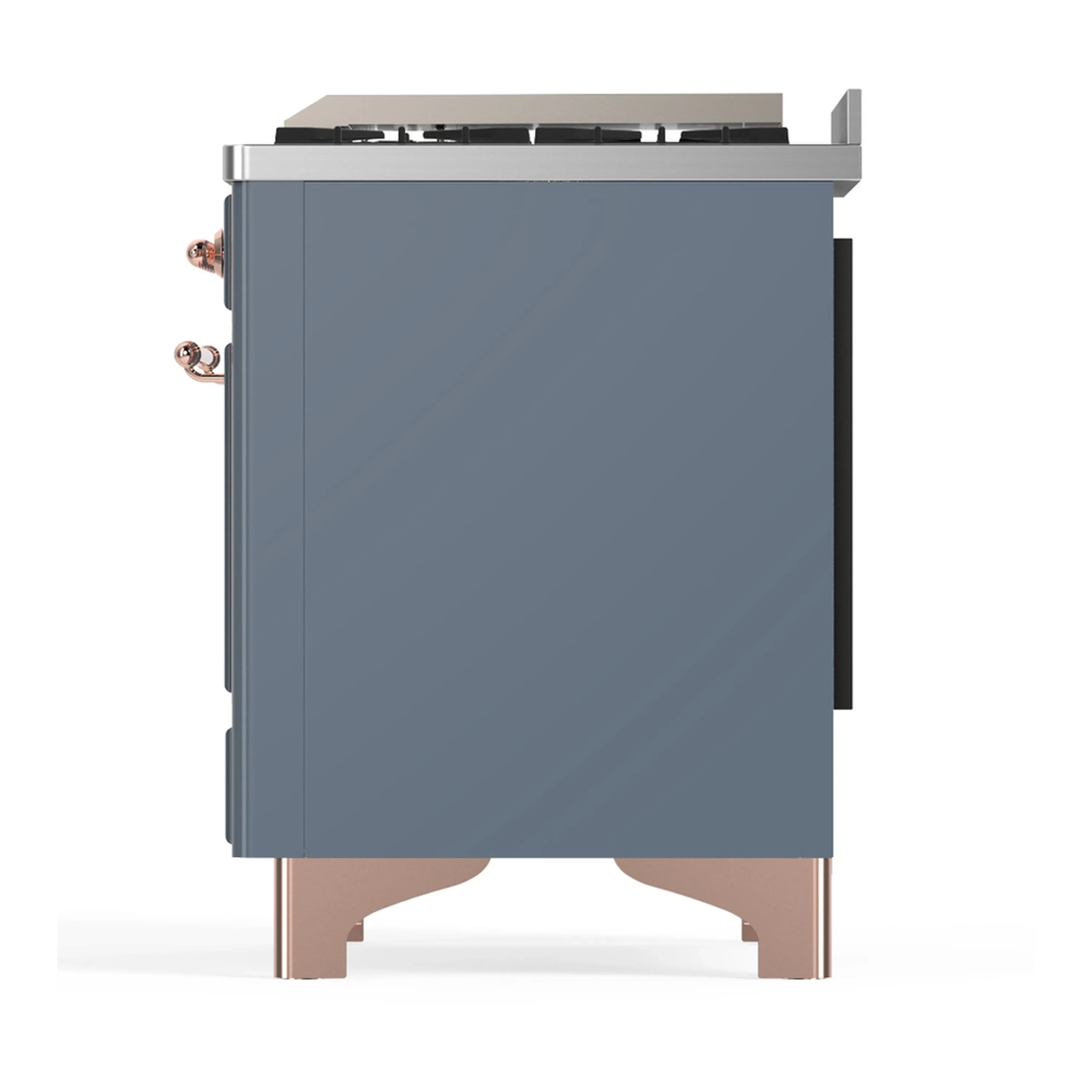 ILVE Majestic III 60-inch Dual Fuel Range with 7 Natural Gas Burner, Griddle, French Top and Triple Glass Door Electric Oven in Blue Grey with Copper Trim (UM60FSNR3BGP) - Image 9