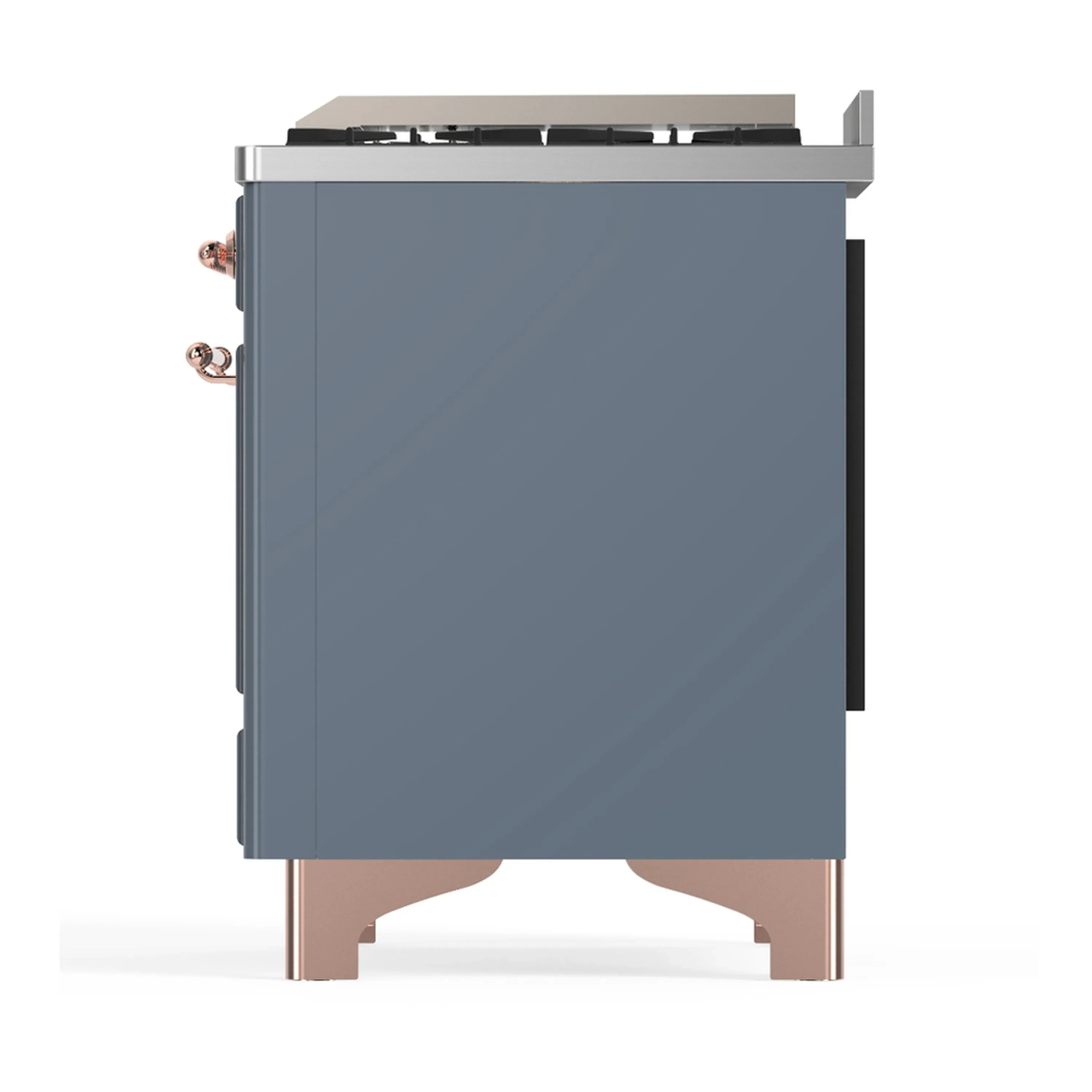 ILVE Majestic III 60-inch Dual Fuel Range with 7 Natural Gas Burner, Griddle, French Top and Solid Door Electric Oven in Blue Grey with Copper Trim (UM60FSQNR3BGP) - Image 9
