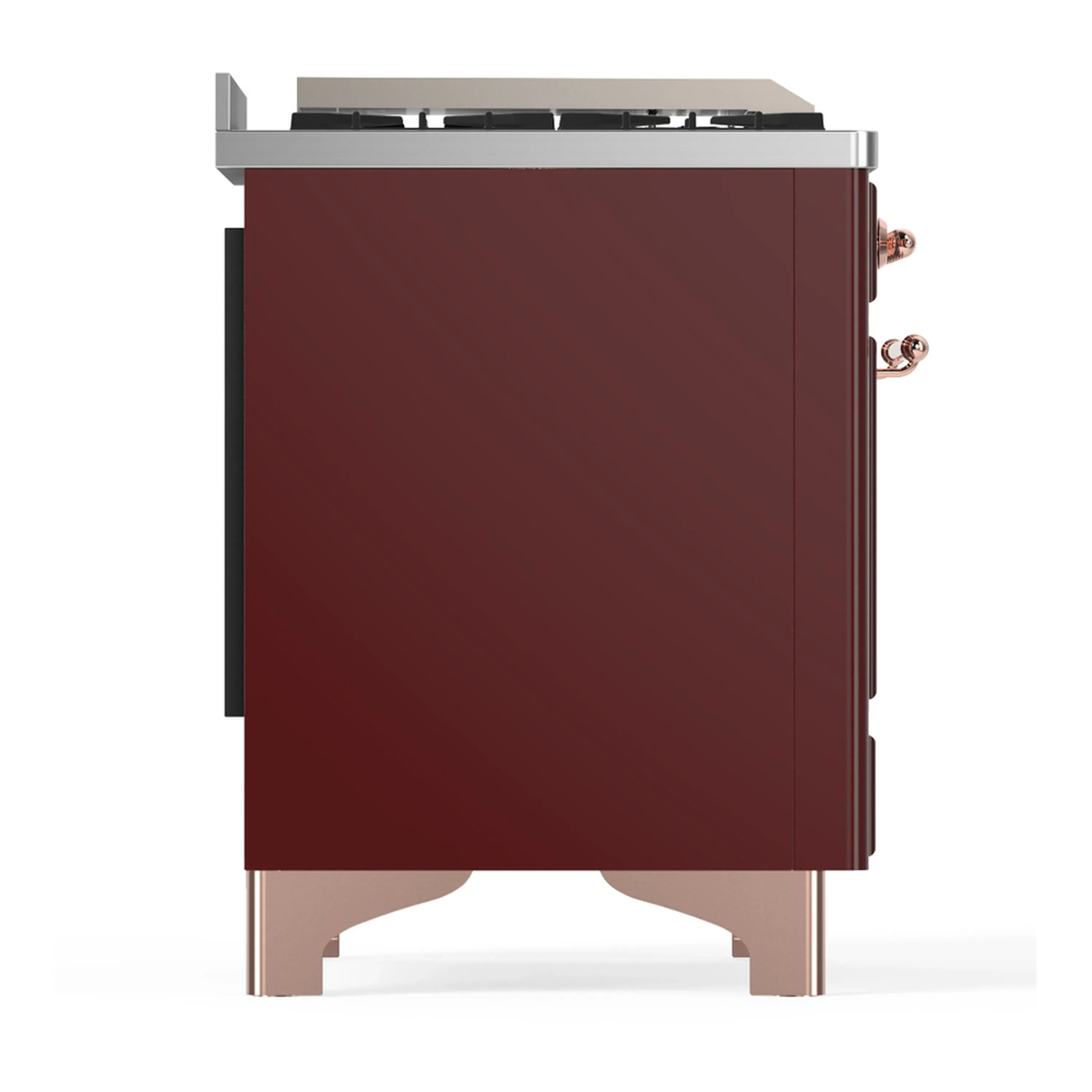 ILVE Majestic III 60-inch Dual Fuel Range with 7 Natural Gas Burner, Griddle and Triple Glass Door Electric Oven in Burgundy with Copper Trim (UM60FNR3BUP) - Image 8