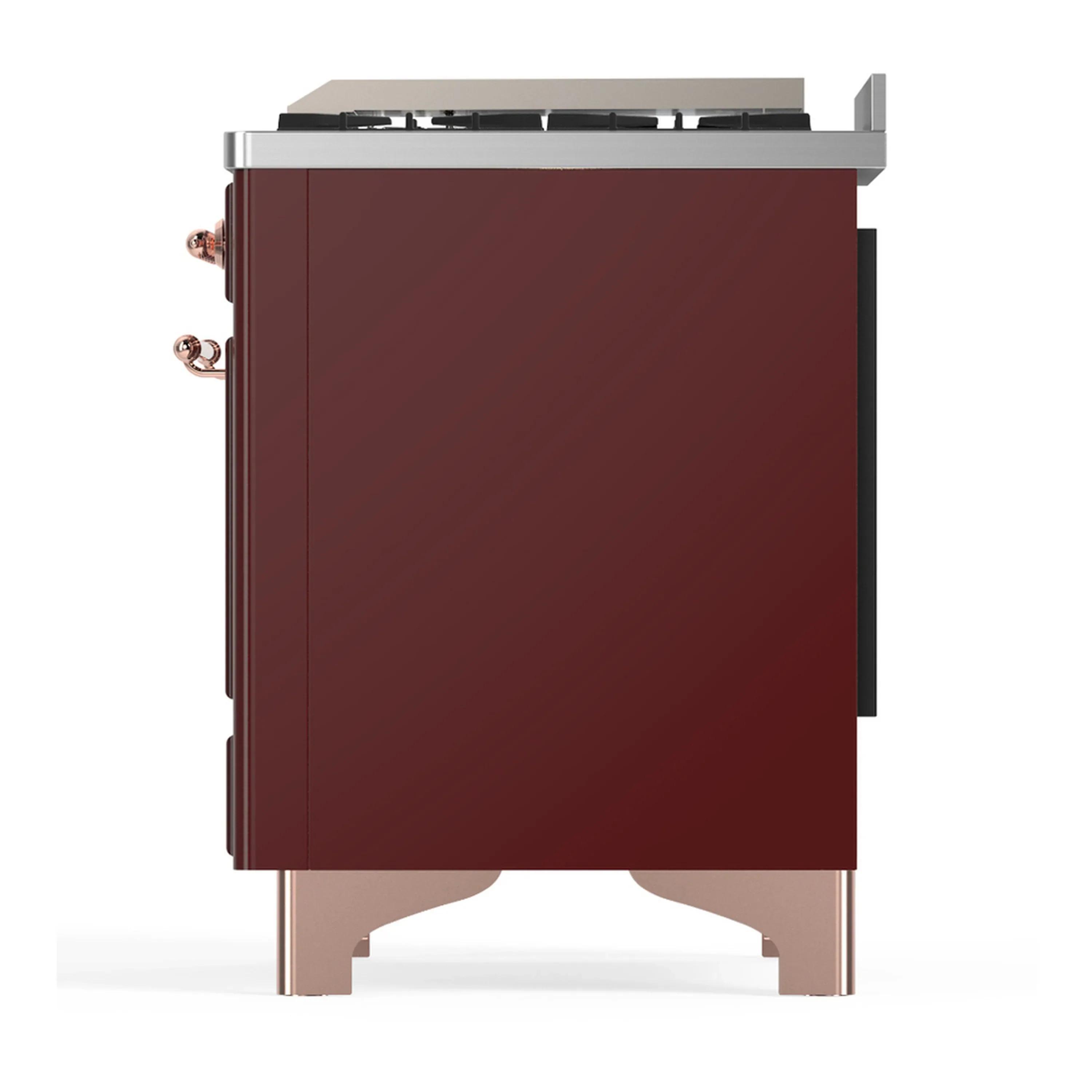 ILVE Majestic III 60-inch Dual Fuel Range with 7 Natural Gas Burner, Griddle and Triple Glass Door Electric Oven in Burgundy with Copper Trim (UM60FNR3BUP) - Image 9
