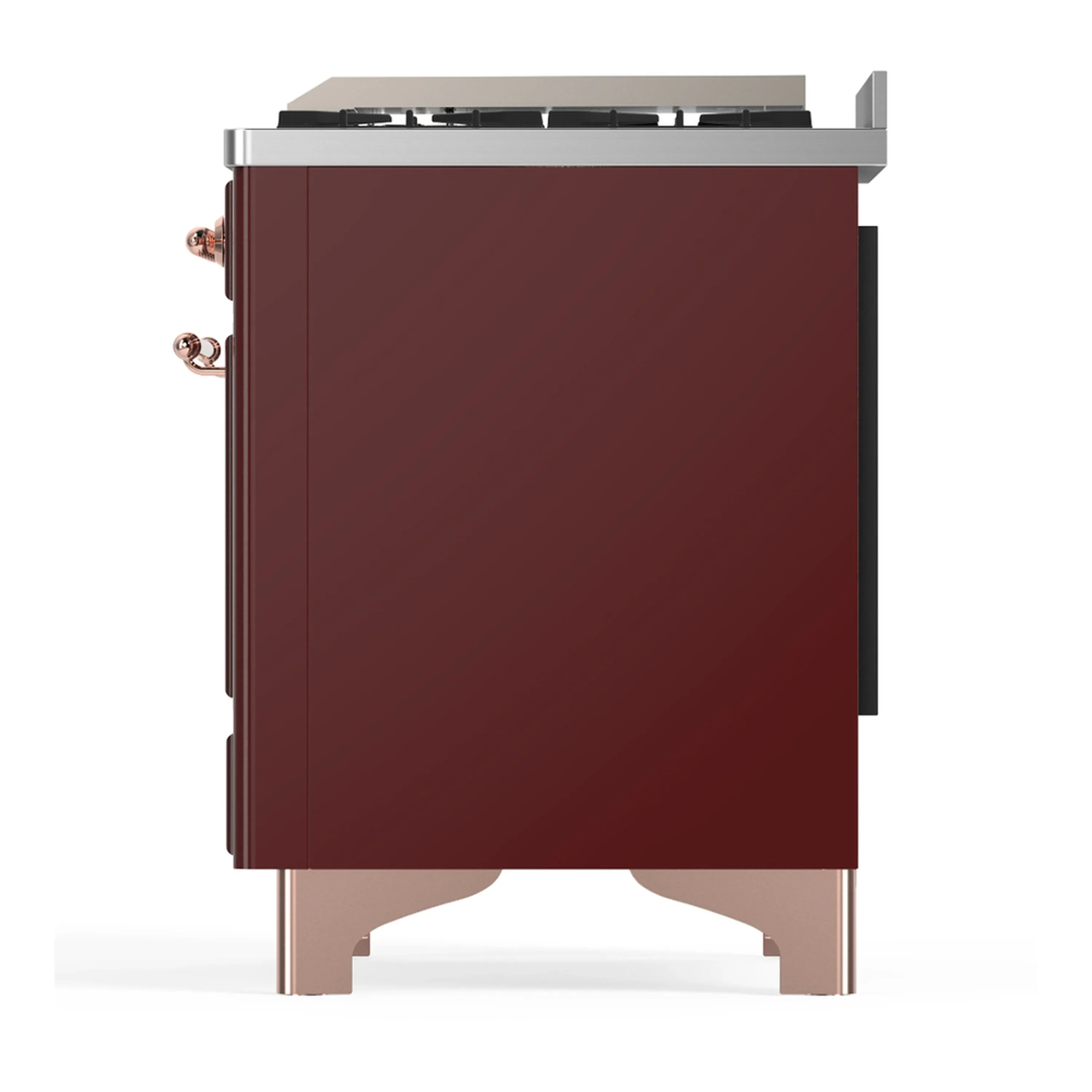 ILVE Majestic III 60-inch Dual Fuel Range with 7 Natural Gas Burner, Griddle and Solid Door Electric Oven in Burgundy with Copper Trim (UM60FQNR3BUP) - Image 9