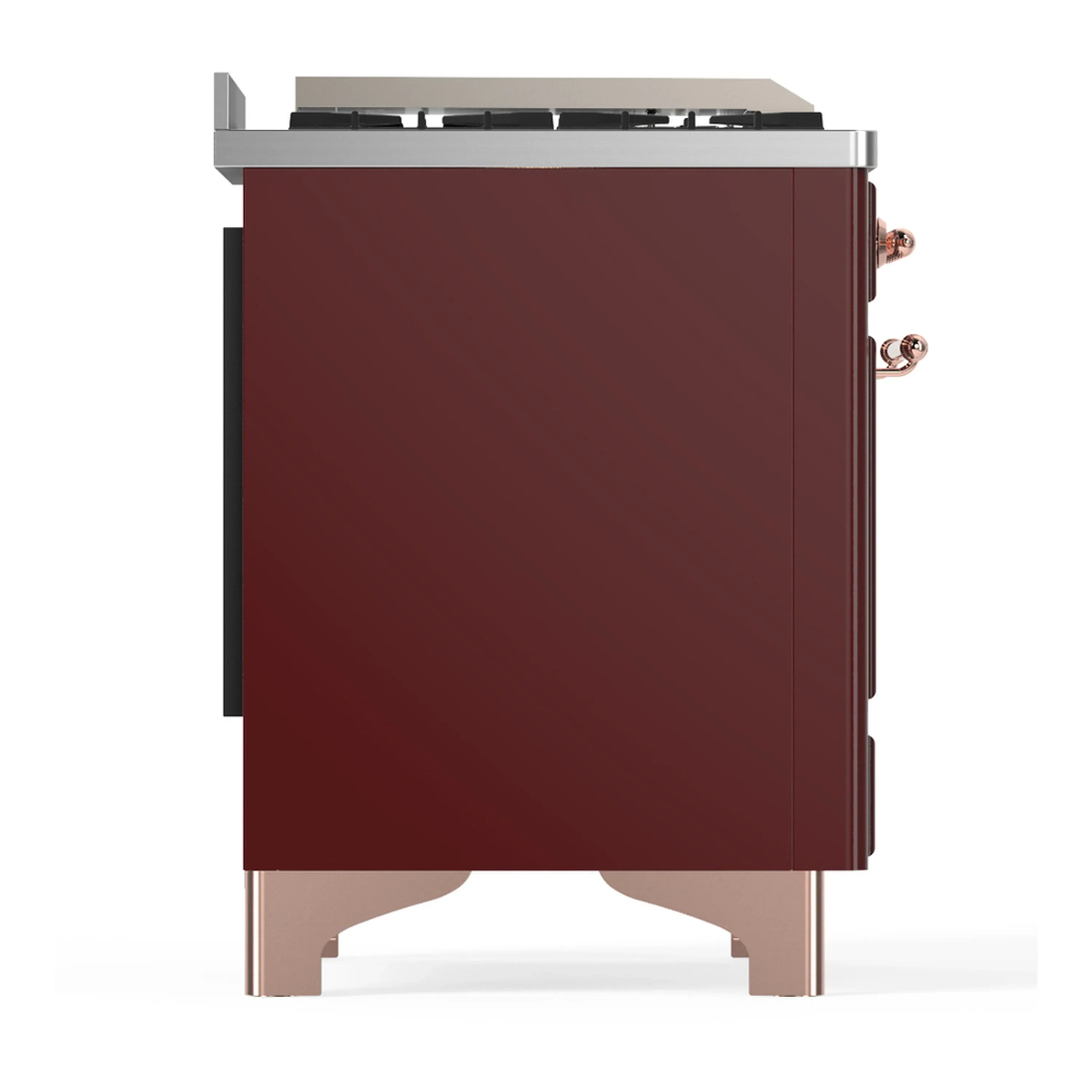 ILVE Majestic III 60-inch Dual Fuel Range with 5 Liquid Propane Burner, Griddle and Solid Door Electric Oven in Burgundy with Copper Trim (UM60FQNR3BUPLP) - Image 8