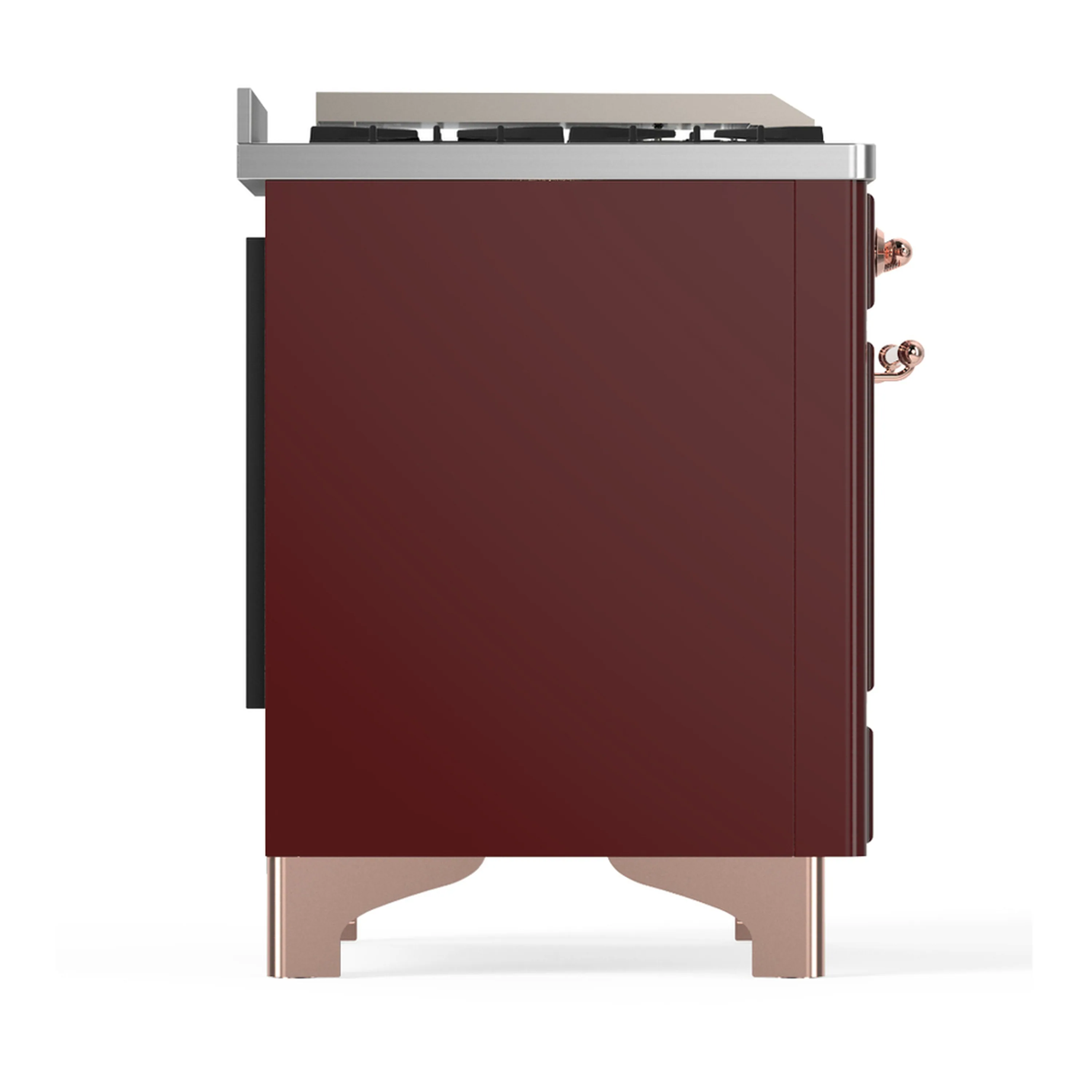 ILVE Majestic III 60-inch Dual Fuel Range with 7 Natural Gas Burner, Griddle, French Top and Triple Glass Door Electric Oven in Burgundy with Copper Trim (UM60FSNR3BUP) - Image 8