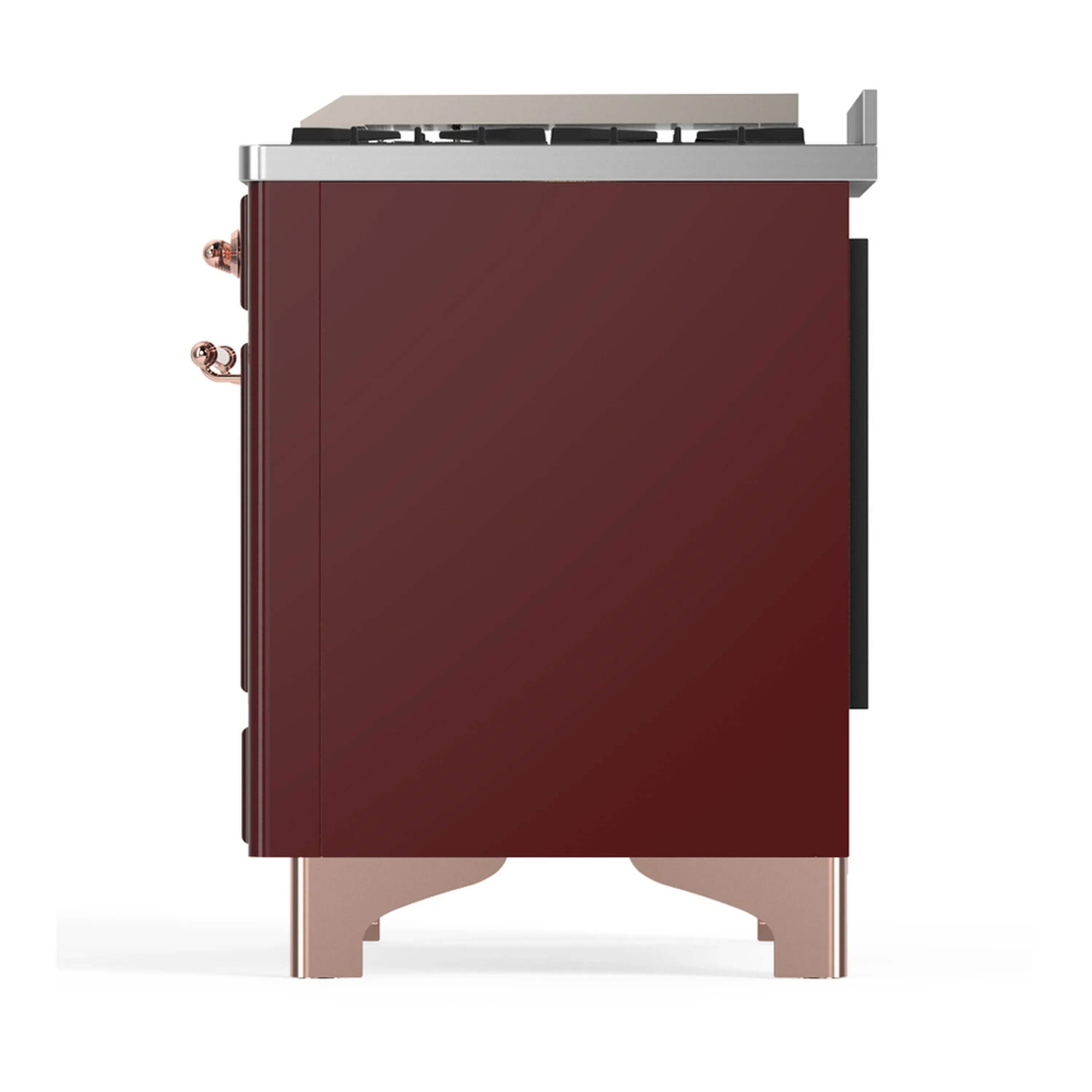 ILVE Majestic III 60-inch Dual Fuel Range with 7 Natural Gas Burner, Griddle, French Top and Solid Door Electric Oven in Burgundy with Copper Trim (UM60FSQNR3BUP) - Image 9