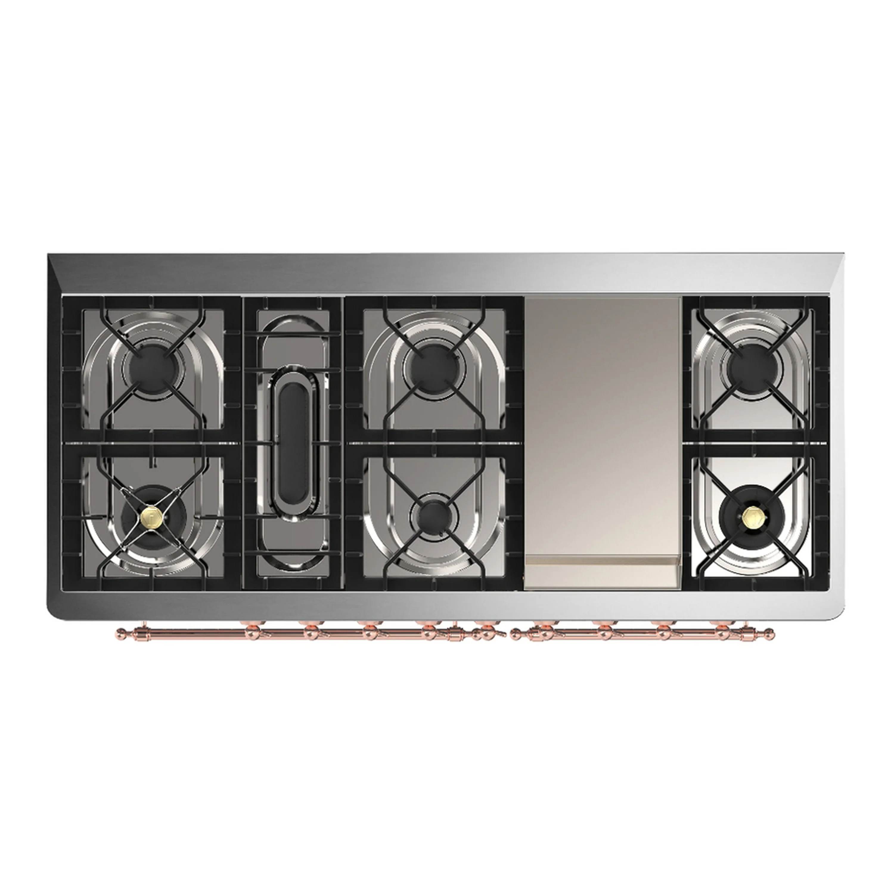 ILVE Majestic III 60-inch Dual Fuel Range with 5 Liquid Propane Burner, Griddle and Solid Door Electric Oven in Emerald Green with Copper Trim (UM60FQNR3EGPLP) - Image 2