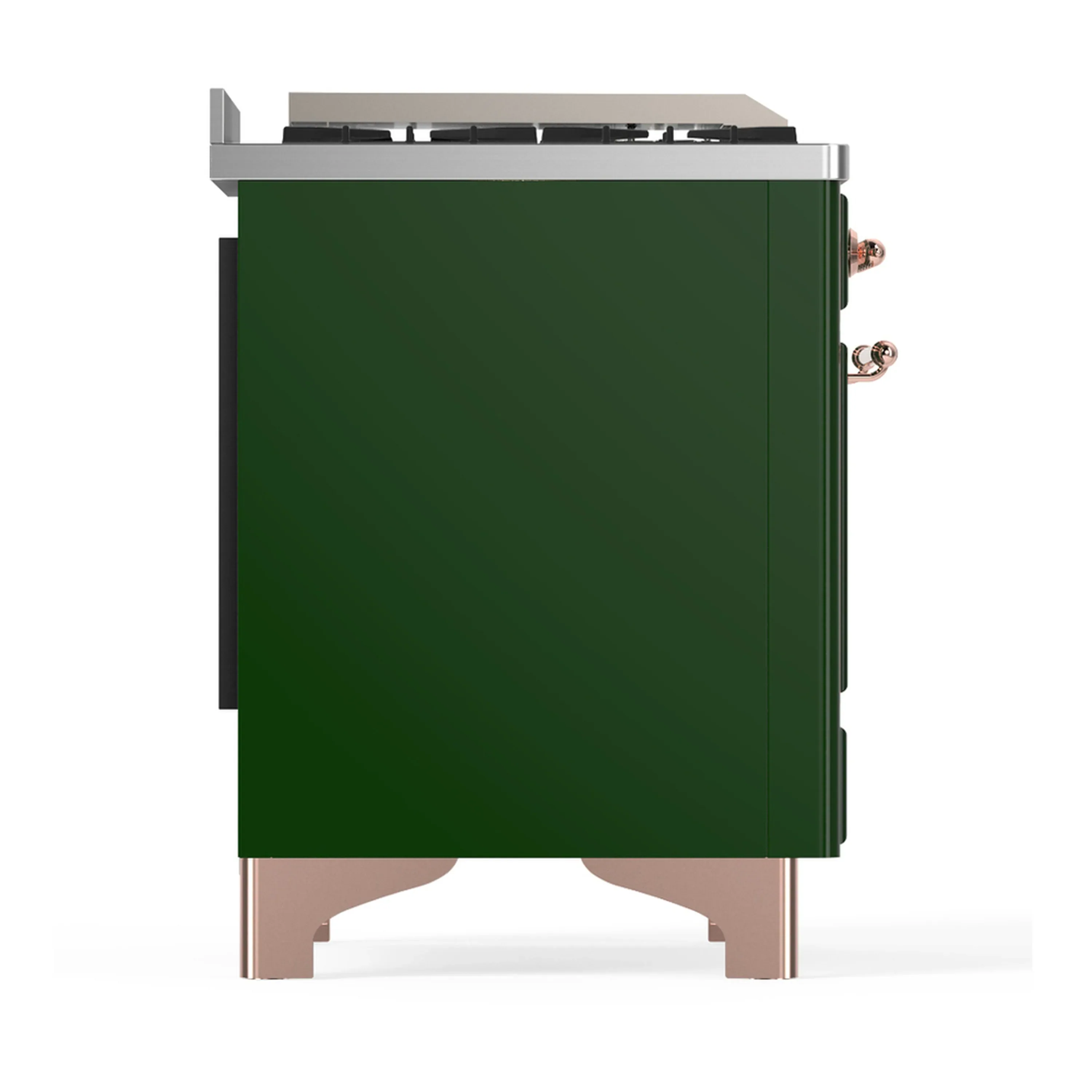 ILVE Majestic III 60-inch Dual Fuel Range with 5 Liquid Propane Burner, Griddle, French Top and Triple Glass Door Electric Oven in Emerald Green with Copper Trim (UM60FSNR3EGPLP) - Image 8