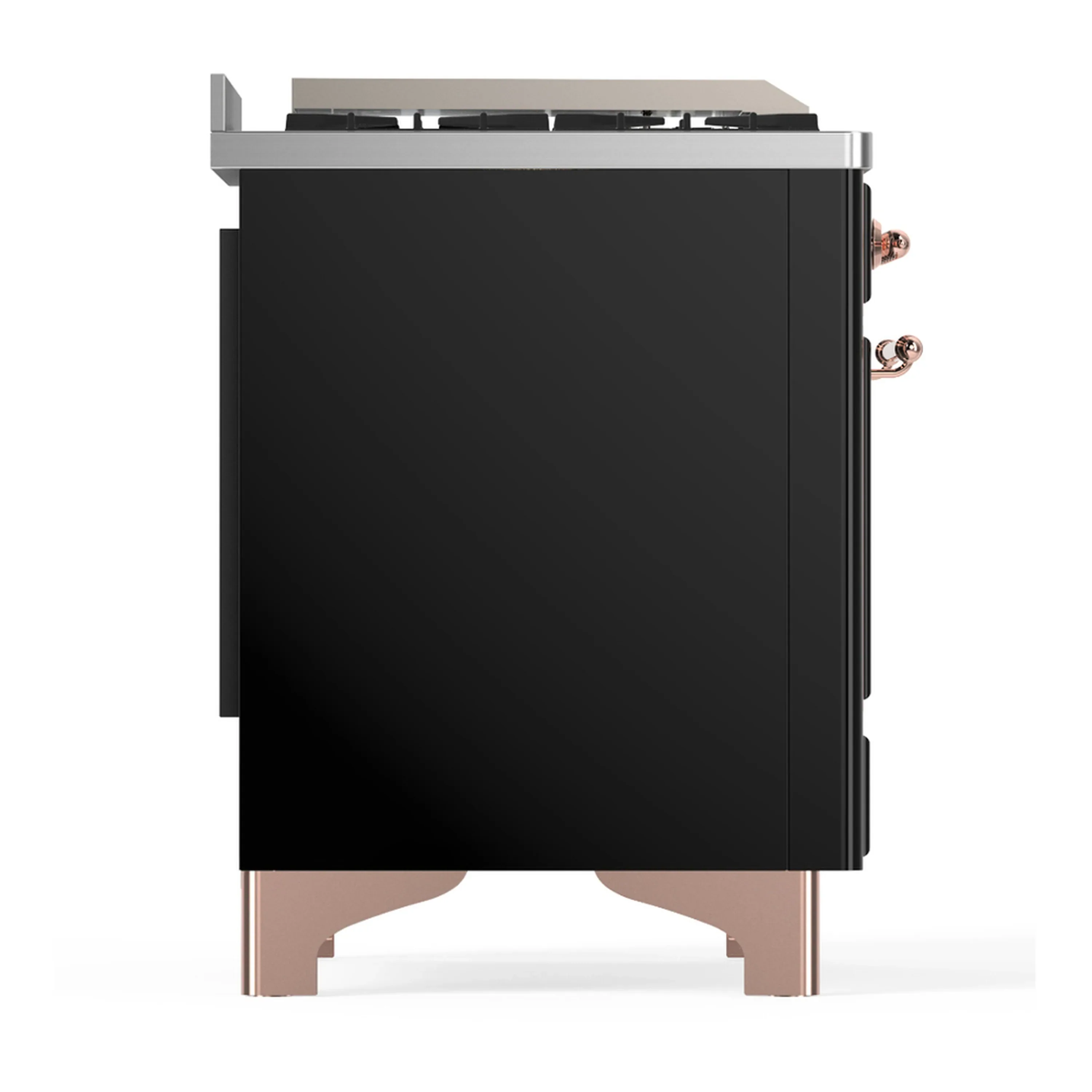 ILVE Majestic III 60-inch Dual Fuel Range with 7 Natural Gas Burner, Griddle and Triple Glass Door Electric Oven in Glossy Black with Copper Trim (UM60FNR3BKP) - Image 8
