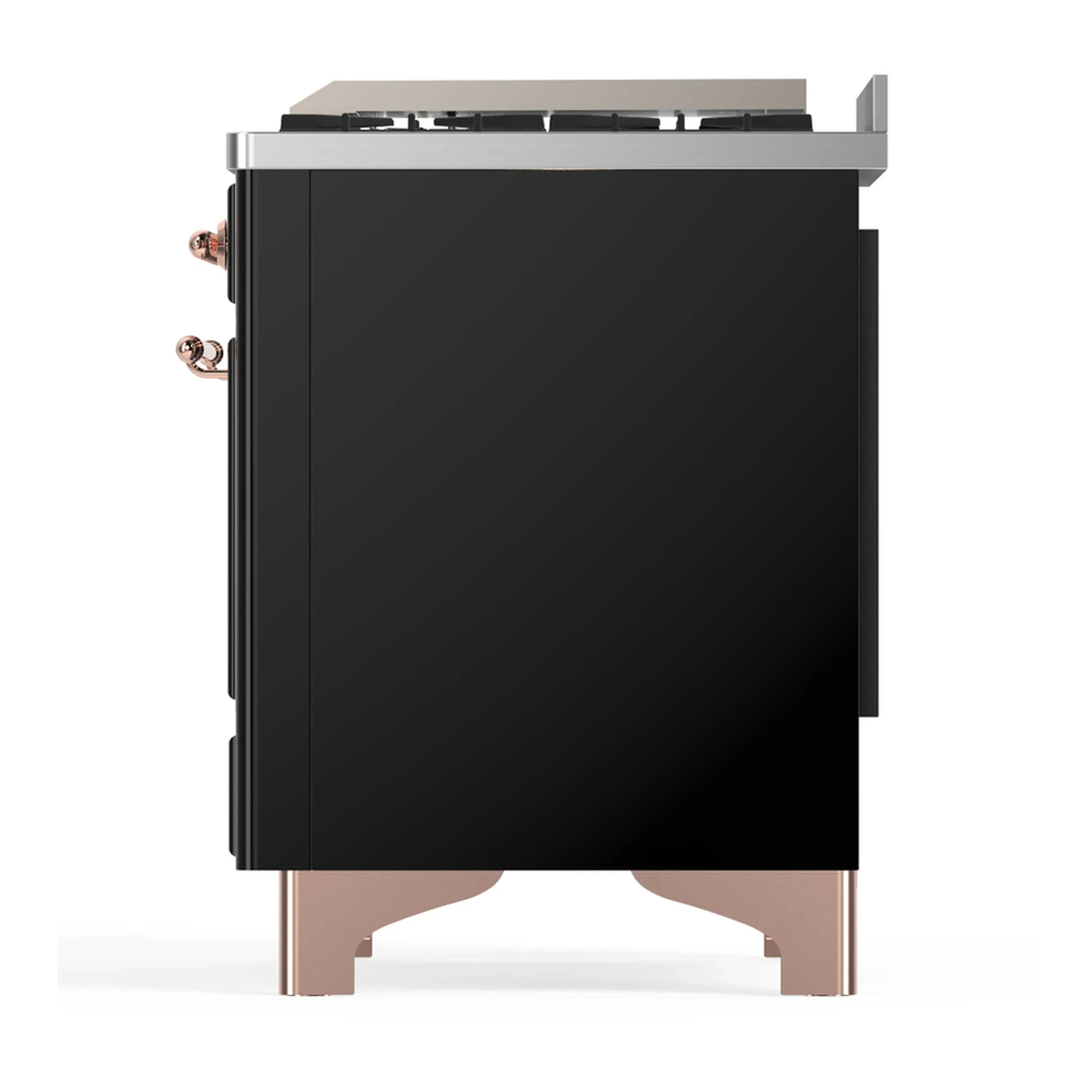 ILVE Majestic III 60-inch Dual Fuel Range with 5 Liquid Propane Burner, Griddle and Triple Glass Door Electric Oven in Glossy Black with Copper Trim (UM60FNR3BKPLP) - Image 9