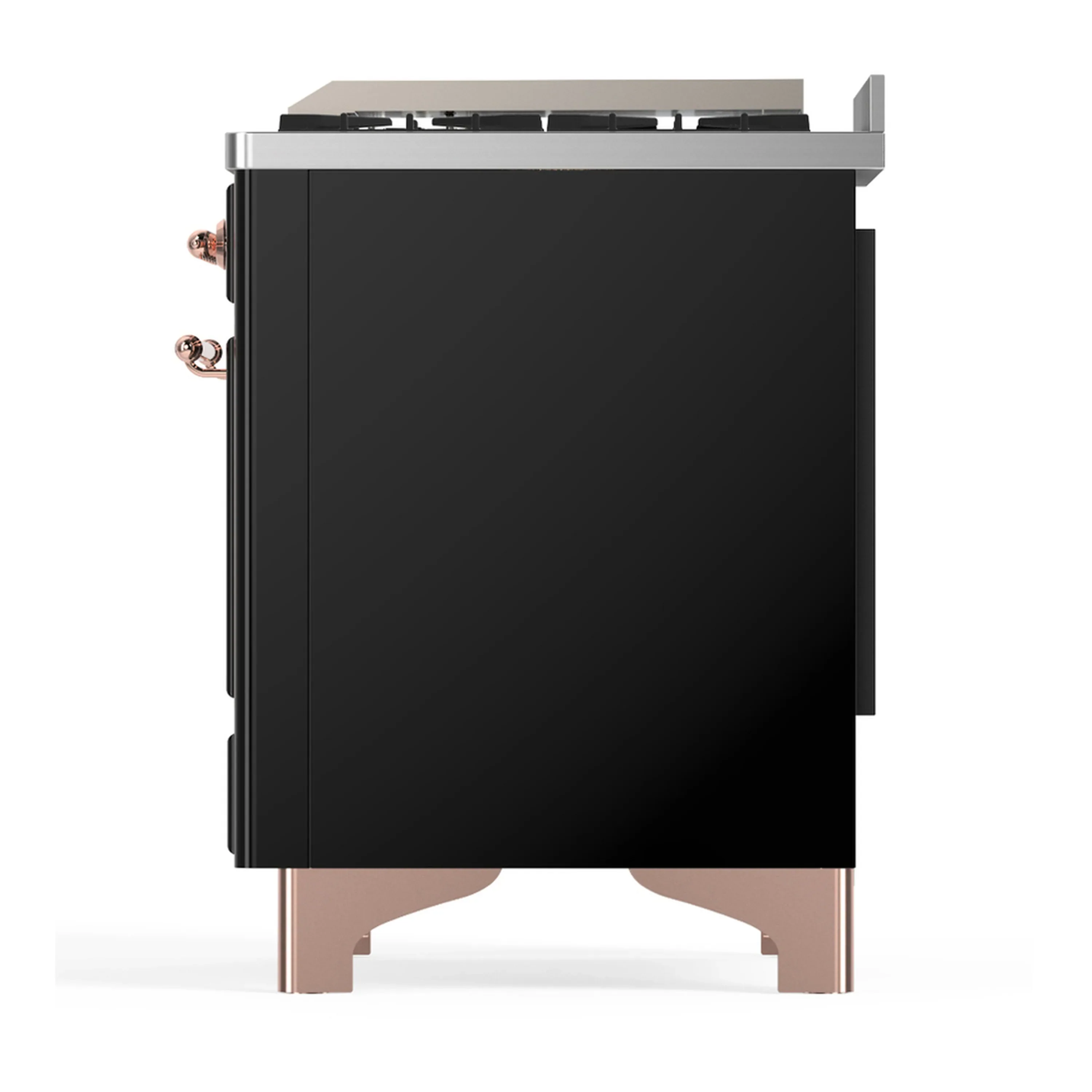 ILVE Majestic III 60-inch Dual Fuel Range with 5 Liquid Propane Burner, Griddle and Solid Door Electric Oven in Glossy Black with Copper Trim (UM60FQNR3BKPLP) - Image 9