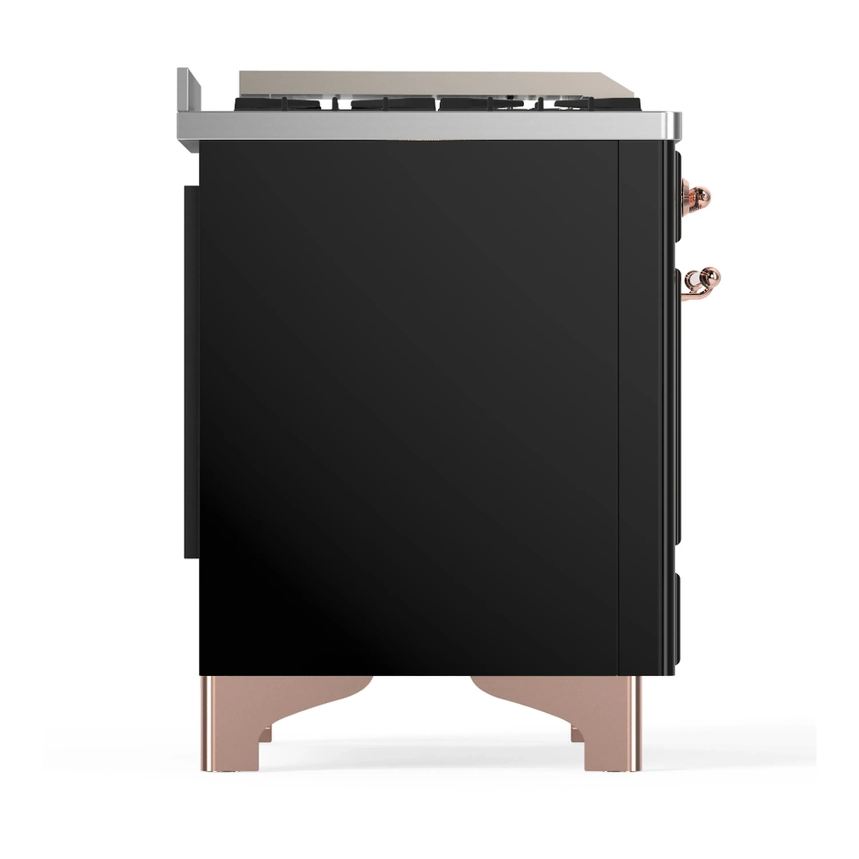 ILVE Majestic III 60-inch Dual Fuel Range with 5 Liquid Propane Burner, Griddle, French Top and Triple Glass Door Electric Oven in Glossy Black with Copper Trim (UM60FSNR3BKPLP) - Image 8