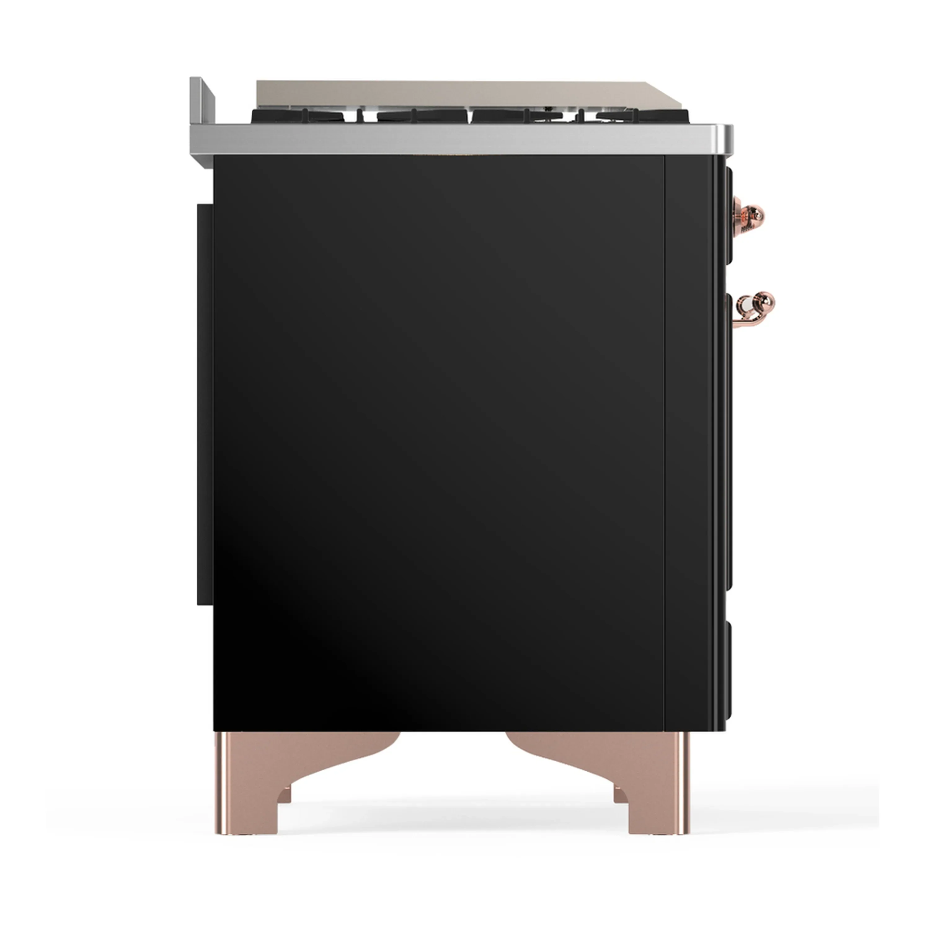 ILVE Majestic III 60-inch Dual Fuel Range with 5 Liquid Propane Burner, Griddle, French Top and Solid Door Electric Oven in Glossy Black with Copper Trim (UM60FSQNR3BKPLP) - Image 8
