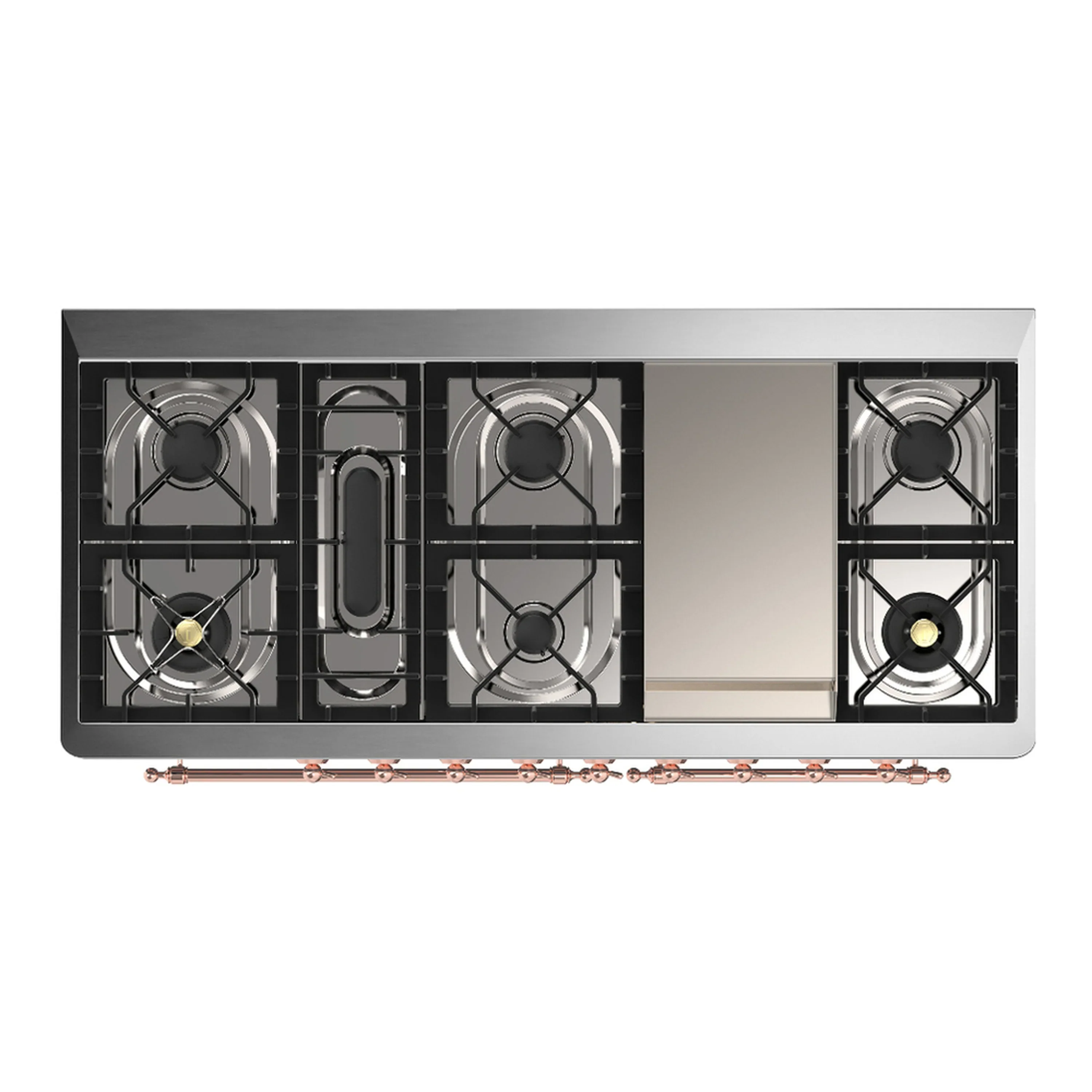 ILVE Majestic III 60-inch Dual Fuel Range with 7 Natural Gas Burner, Griddle and Triple Glass Door Electric Oven in Midnight Blue with Copper Trim (UM60FNR3MBP) - Image 2