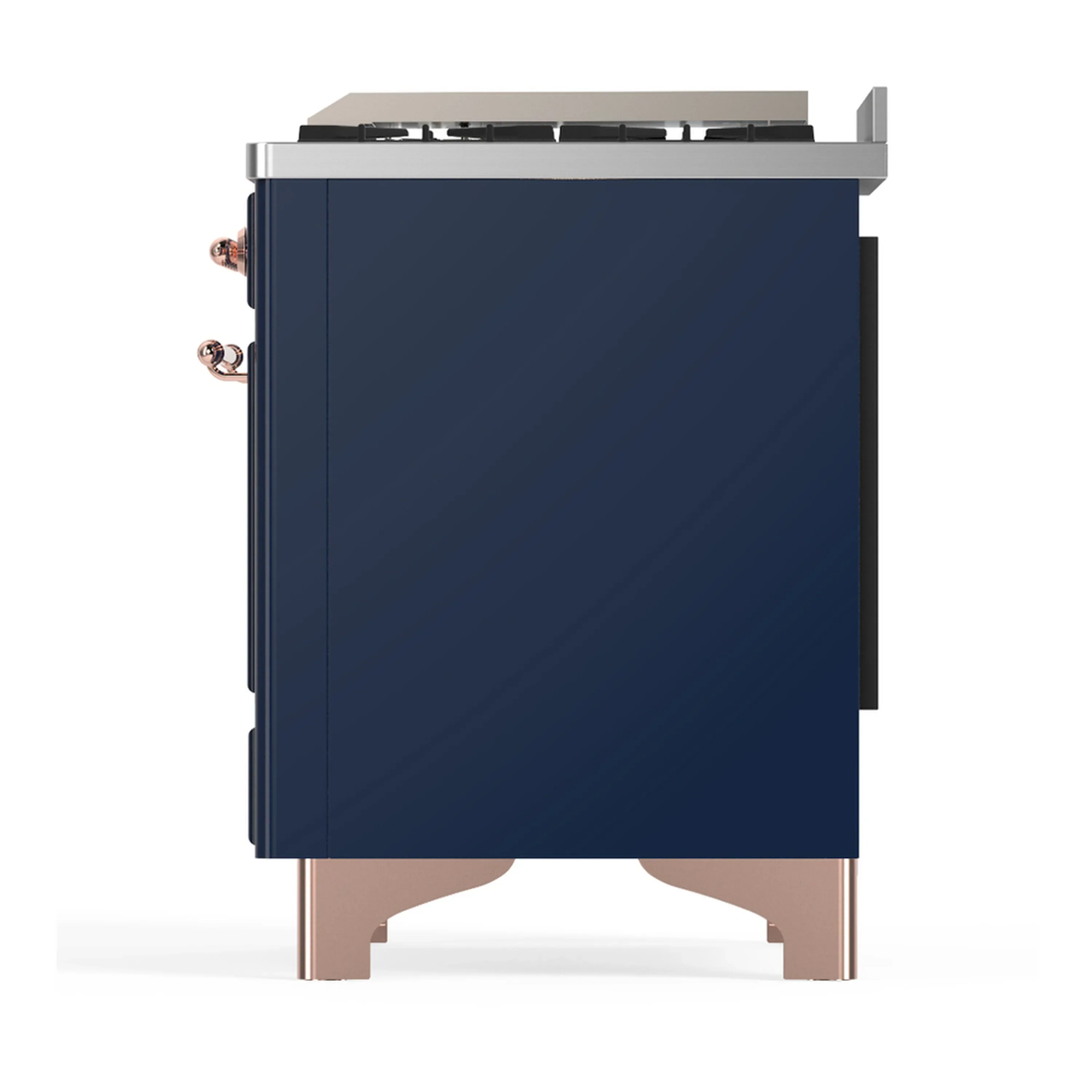ILVE Majestic III 60-inch Dual Fuel Range with 7 Natural Gas Burner, Griddle, French Top and Triple Glass Door Electric Oven in Midnight Blue with Copper Trim (UM60FSNR3MBP) - Image 9