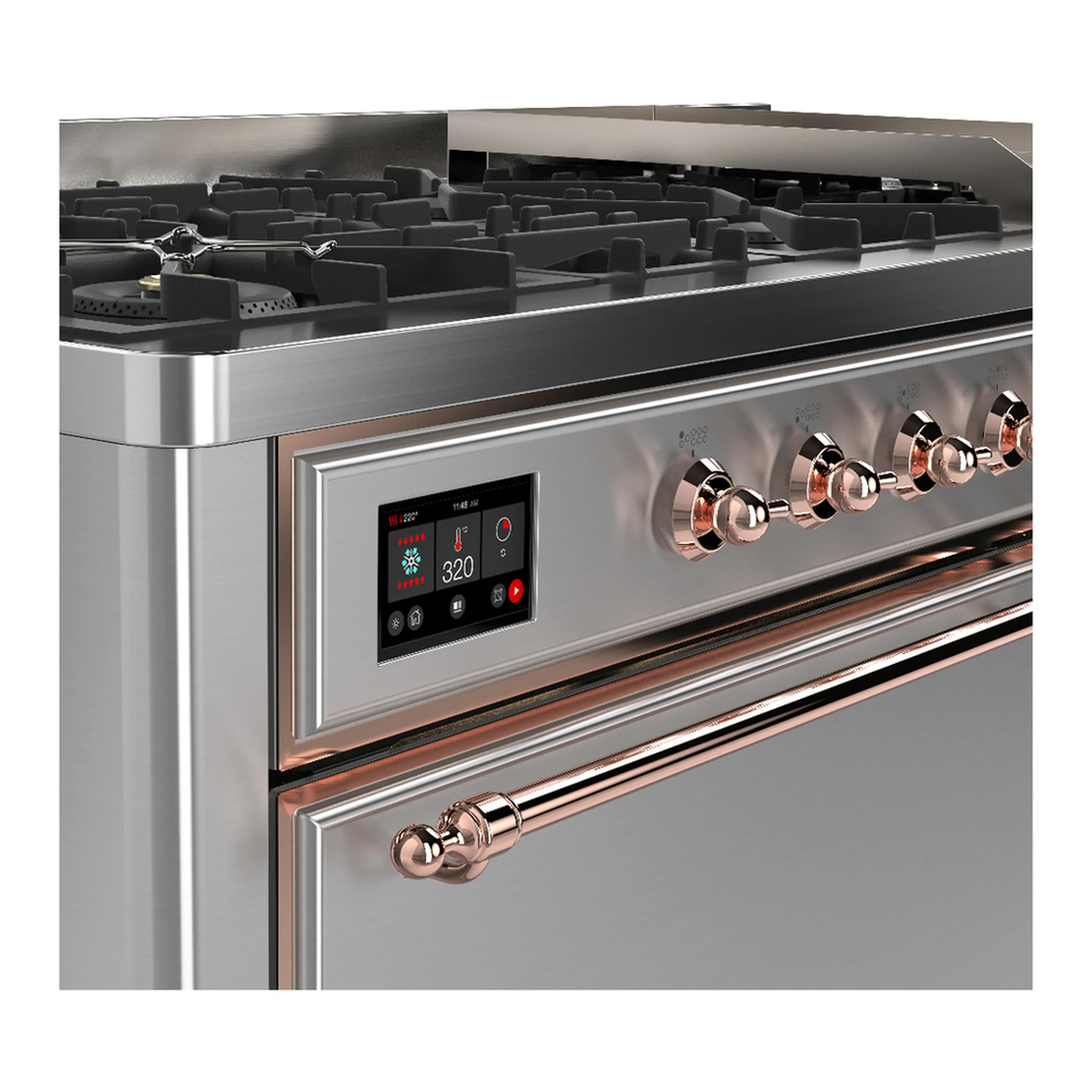 ILVE Majestic III 60-inch Dual Fuel Range with 5 Liquid Propane Burner, Griddle and Solid Door Electric Oven in Stainless Steel with Copper Trim (UM60FQNR3SSPLP) - Image 7