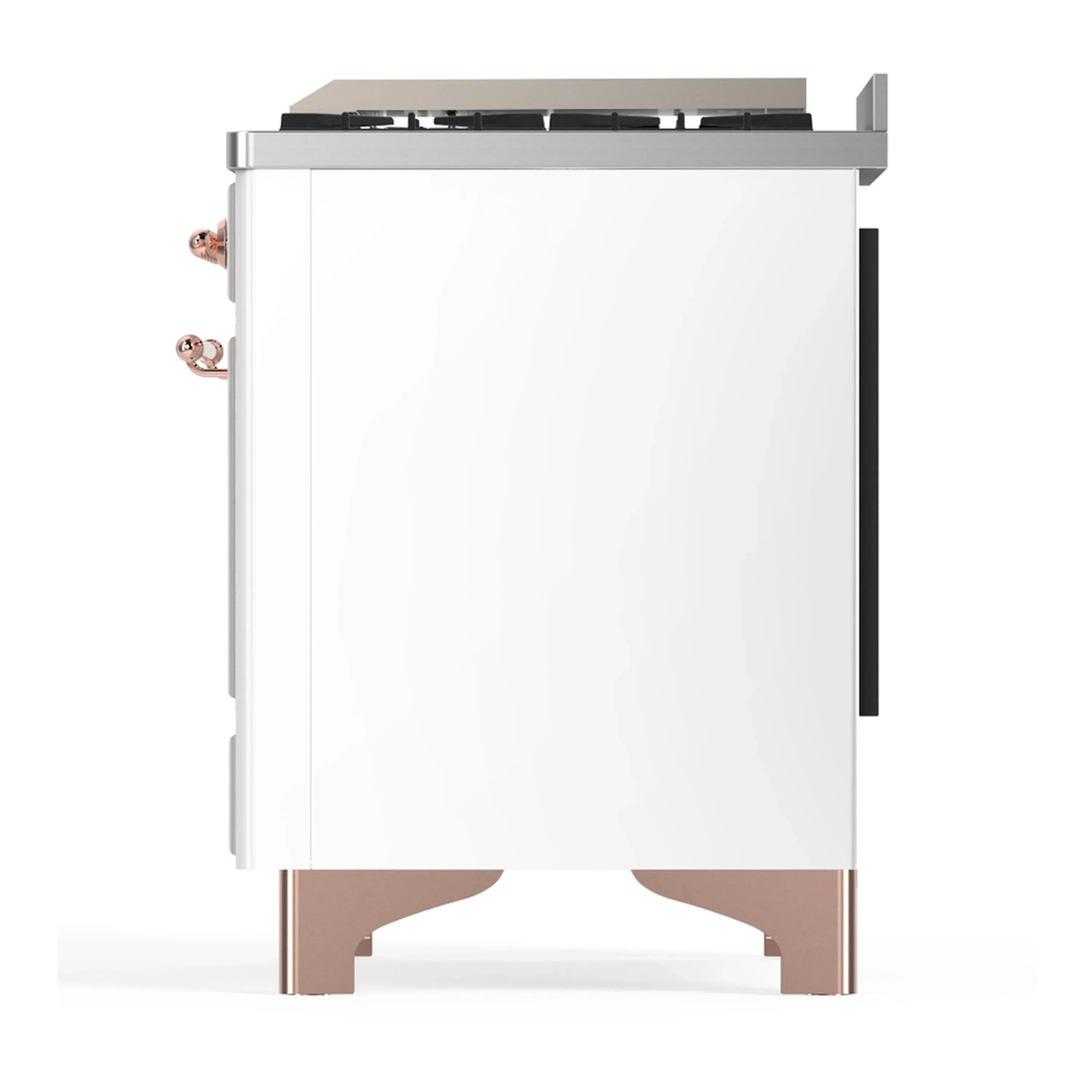 ILVE Majestic III 60-inch Dual Fuel Range with 7 Natural Gas Burner, Griddle and Triple Glass Door Electric Oven in White with Copper Trim (UM60FNR3WHP) - Image 9