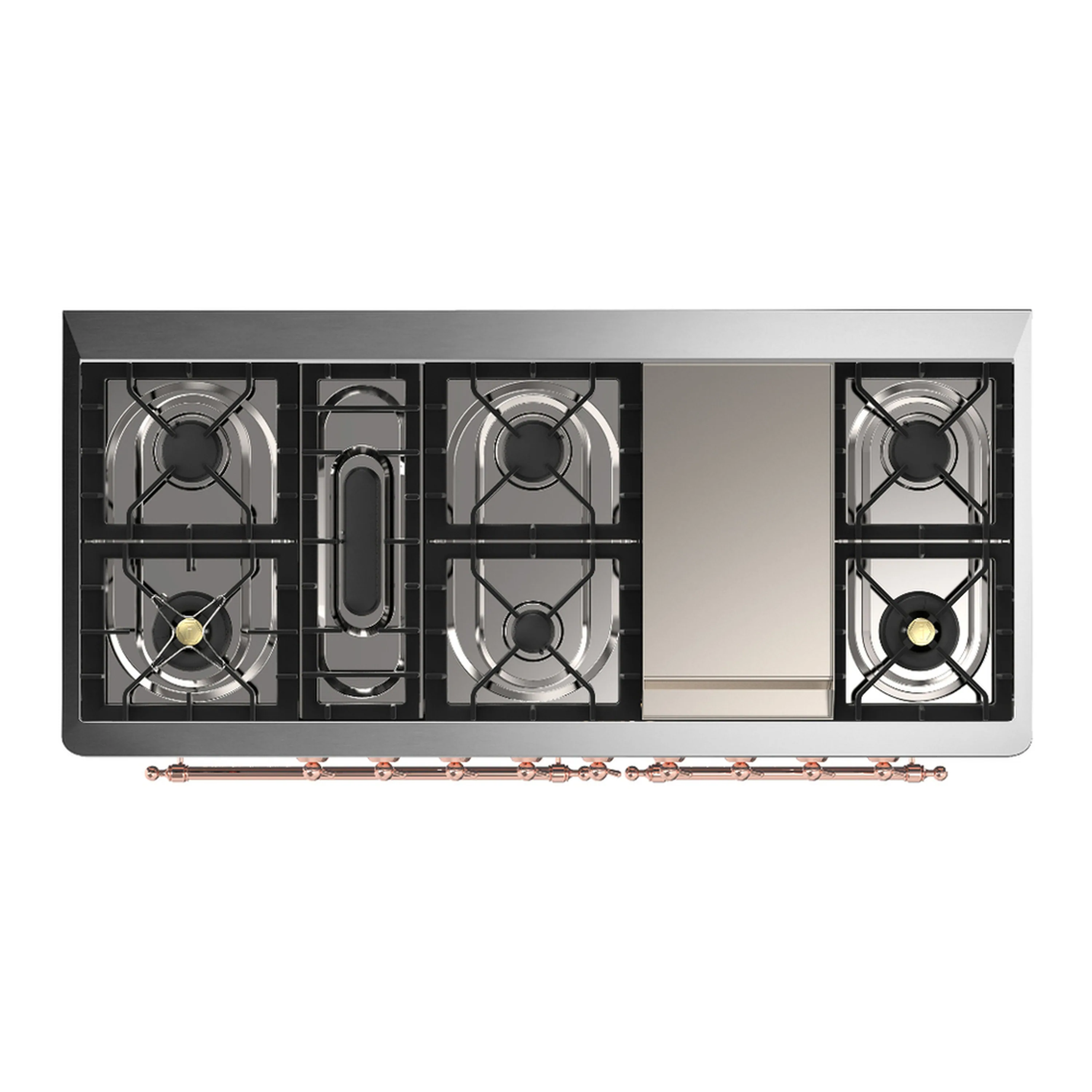 ILVE Majestic III 60-inch Dual Fuel Range with 5 Liquid Propane Burner, Griddle and Solid Door Electric Oven in White with Copper Trim (UM60FQNR3WHPLP) - Image 2