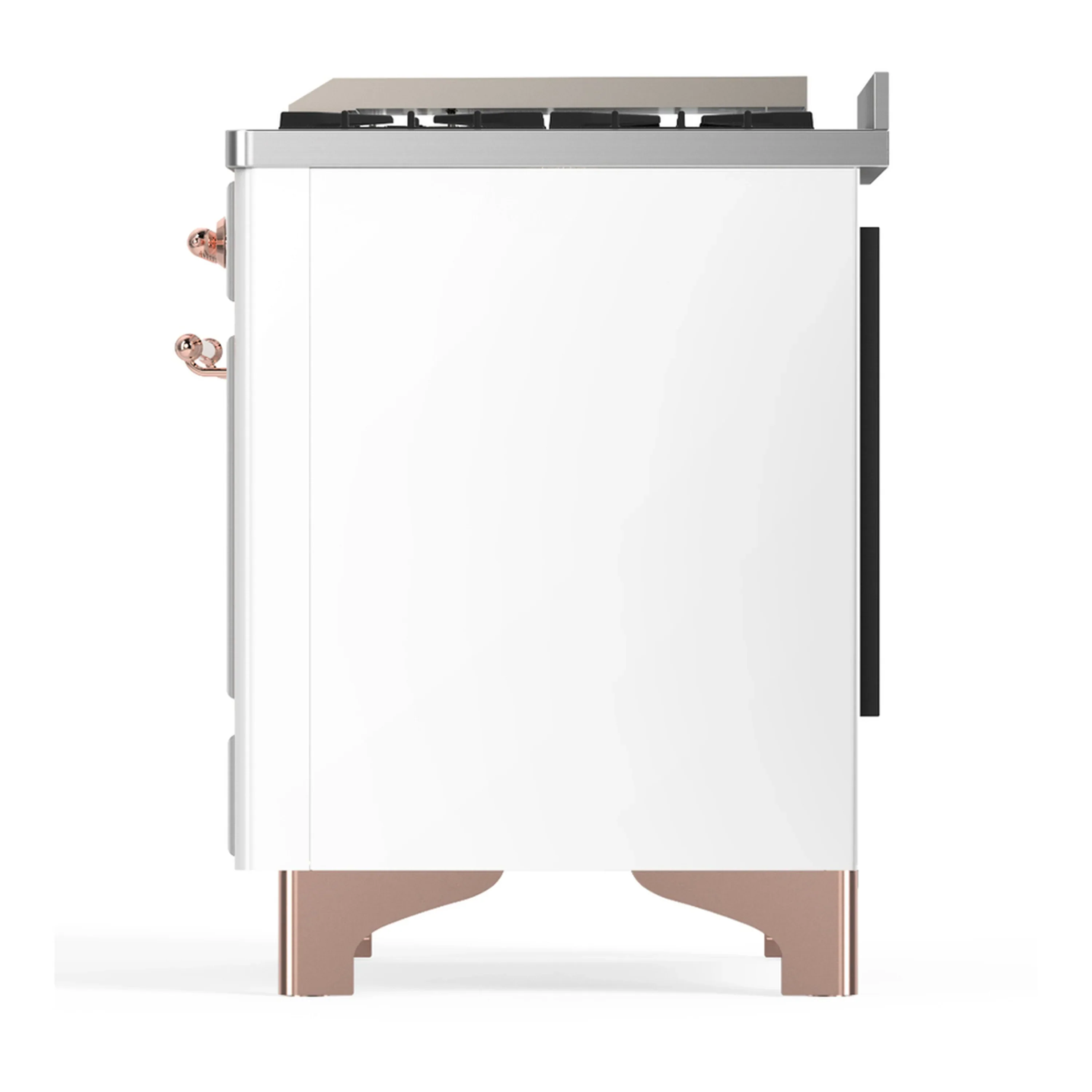 ILVE Majestic III 60-inch Dual Fuel Range with 5 Liquid Propane Burner, Griddle and Solid Door Electric Oven in White with Copper Trim (UM60FQNR3WHPLP) - Image 9