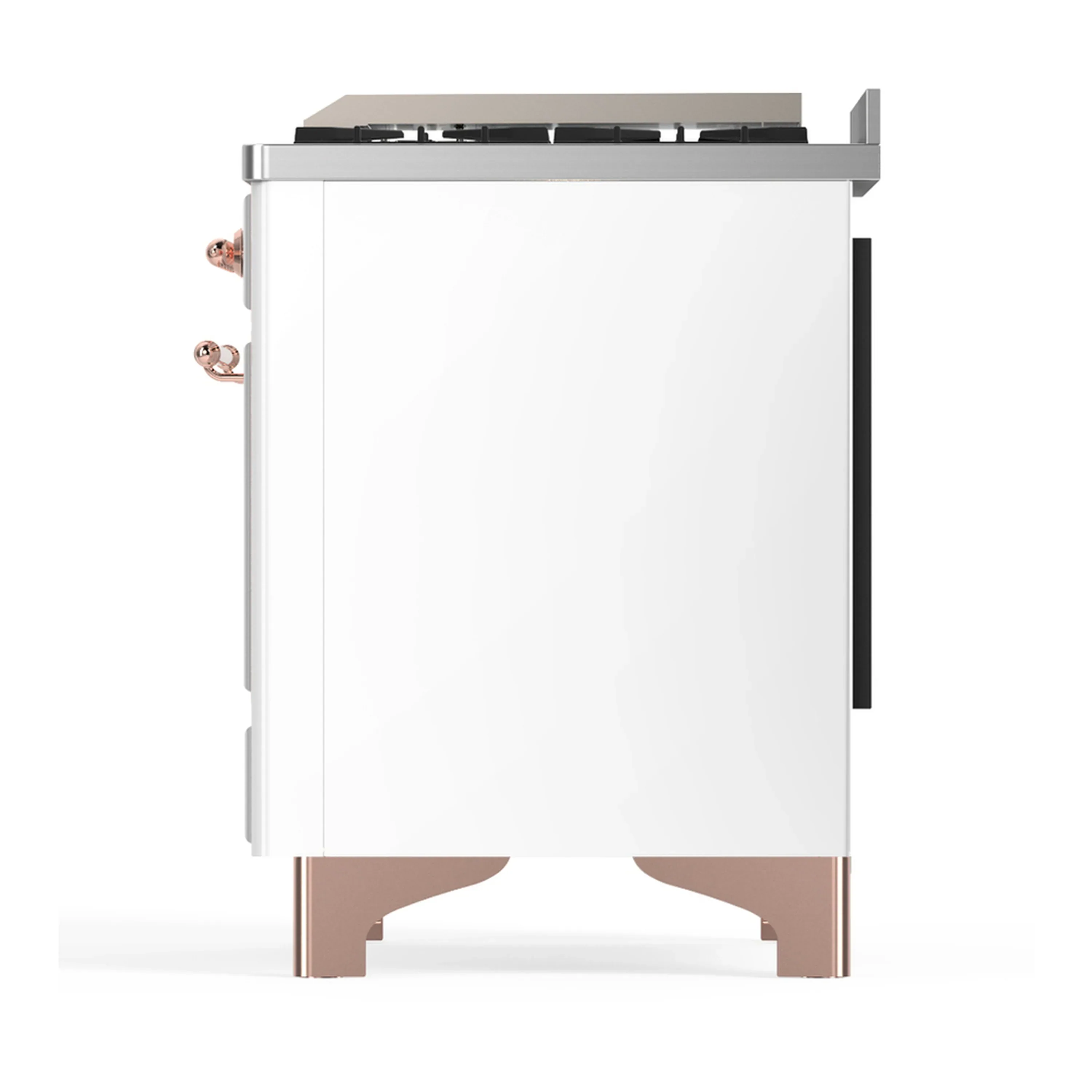 ILVE Majestic III 60-inch Dual Fuel Range with 7 Natural Gas Burner, Griddle, French Top and Triple Glass Door Electric Oven in White with Copper Trim (UM60FSNR3WHP) - Image 9
